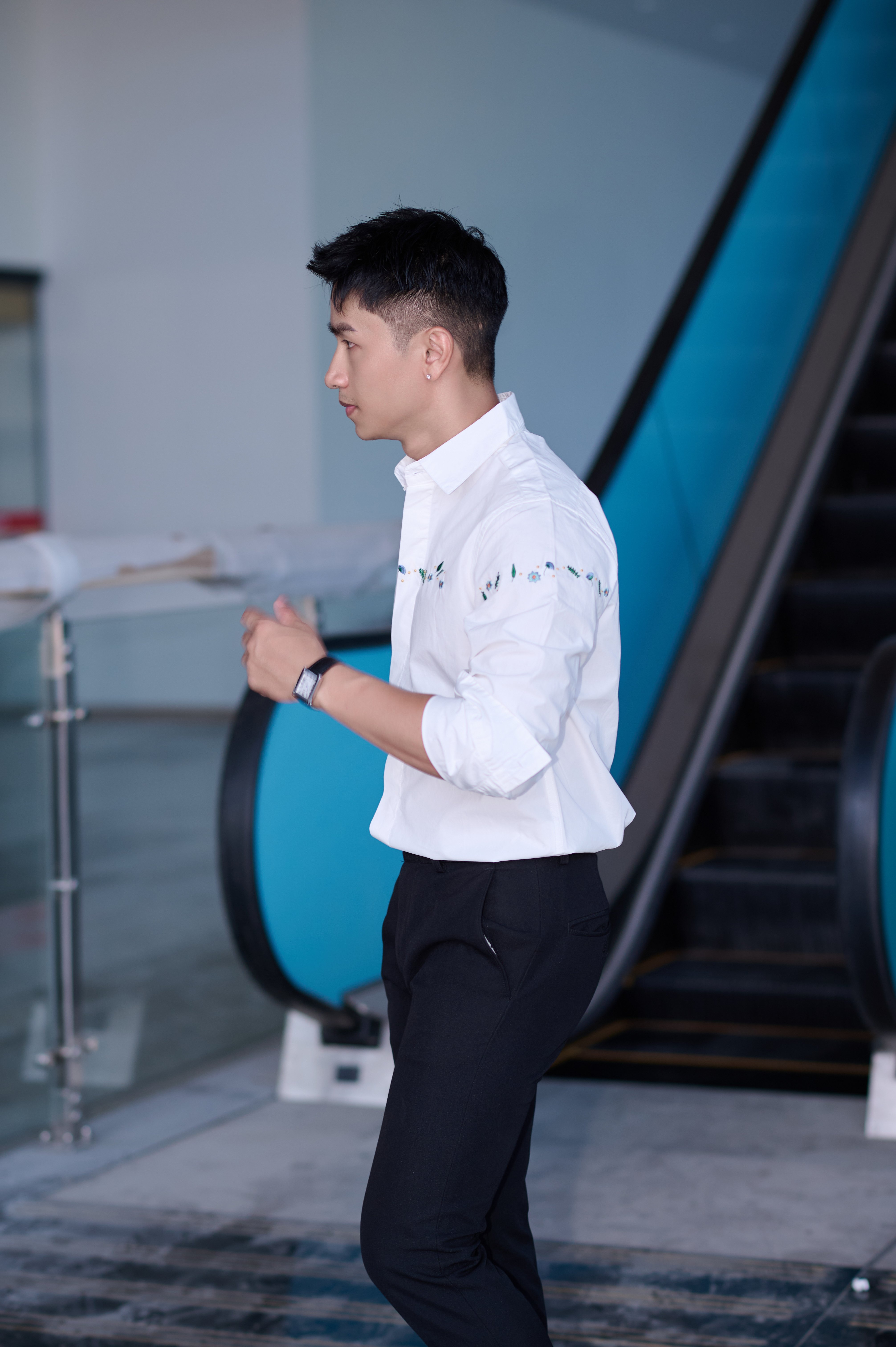 SA100 - Áo sơ mi dài tay nam phong cách Hàn Quốc, cổ ve, thêu hoa nhẹ nhàng, chất cotton mềm mại_thumbnail_5