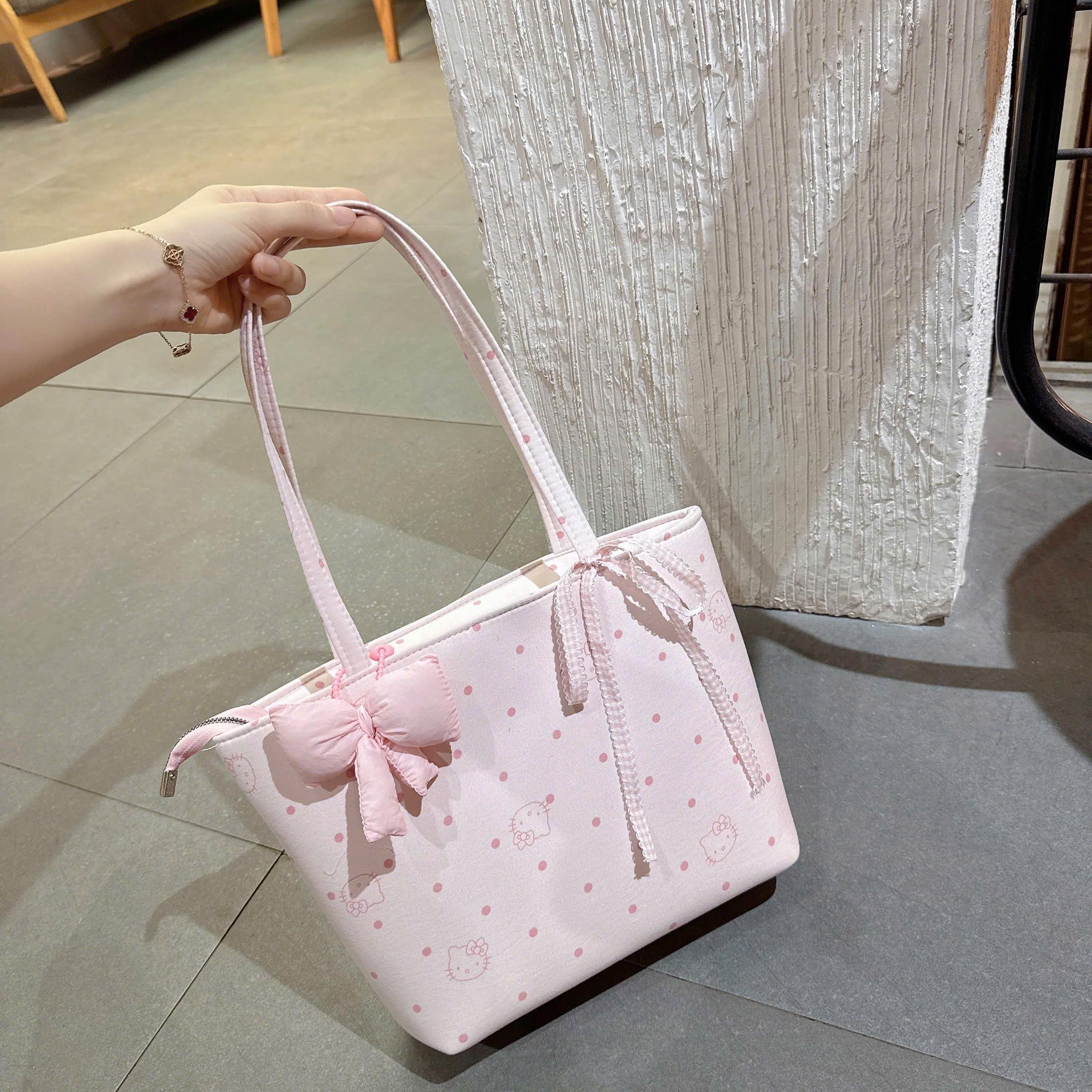 [Tặng 2 Charm] Túi Tote Đeo Vai Nữ Họa Tiết Hoạt Hình Cute - Túi Xách Học Sinh Sinh Viên Phối Nơ Điệu Đà CUN328_thumbnail_2