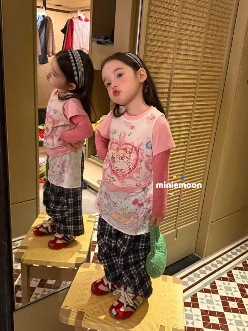 MM17  Áo thun dài tay 3 lớp họa tiết đáng yêu MNM