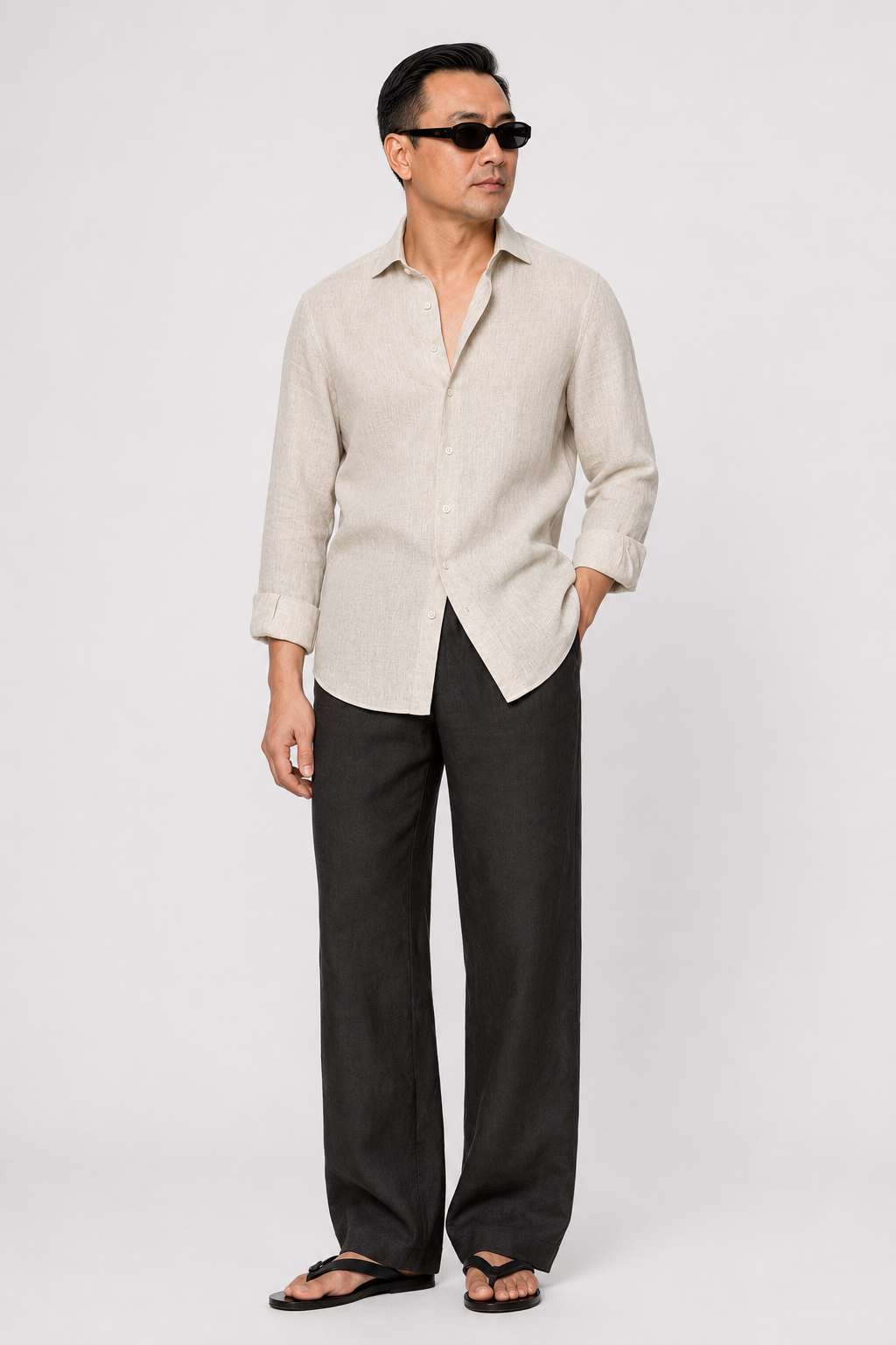 100% PREMIUM LINEN - SƠ MI TAY DÀI - CỔ Ý CUTAWAY - Vạt Bầu_thumbnail_4