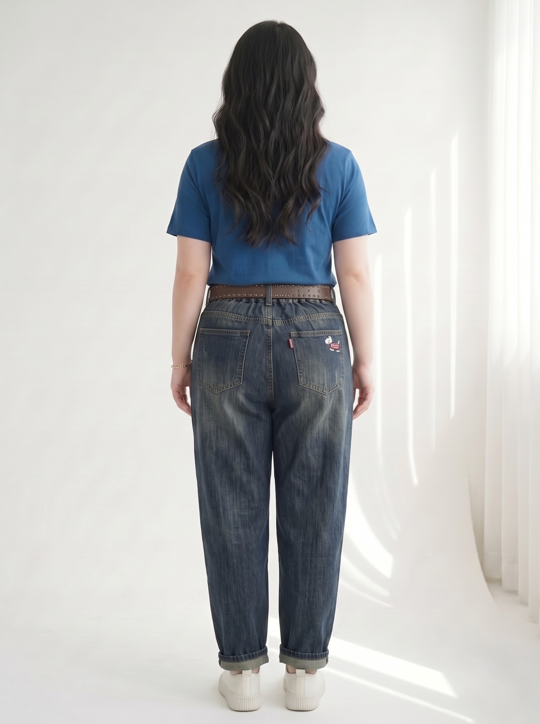 Quần Jean Baggy Thêu Cún Bigsize Lưng Thun Wash Rách - Xanh Nhạt, Xanh Đậm - Vừa 55–90kg - T-QJ633_thumbnail_1