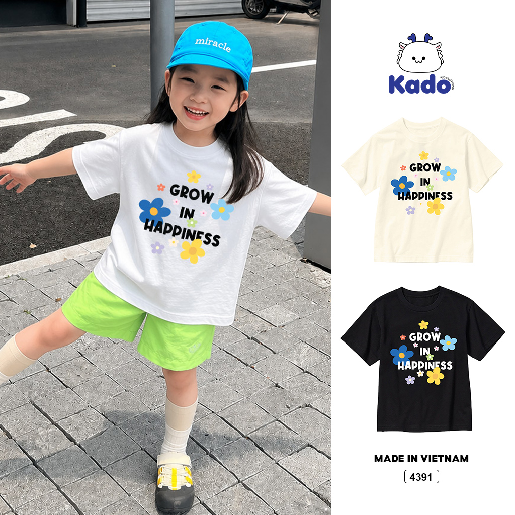 Áo thun bé gái form rộng grow happiness Kado 4391