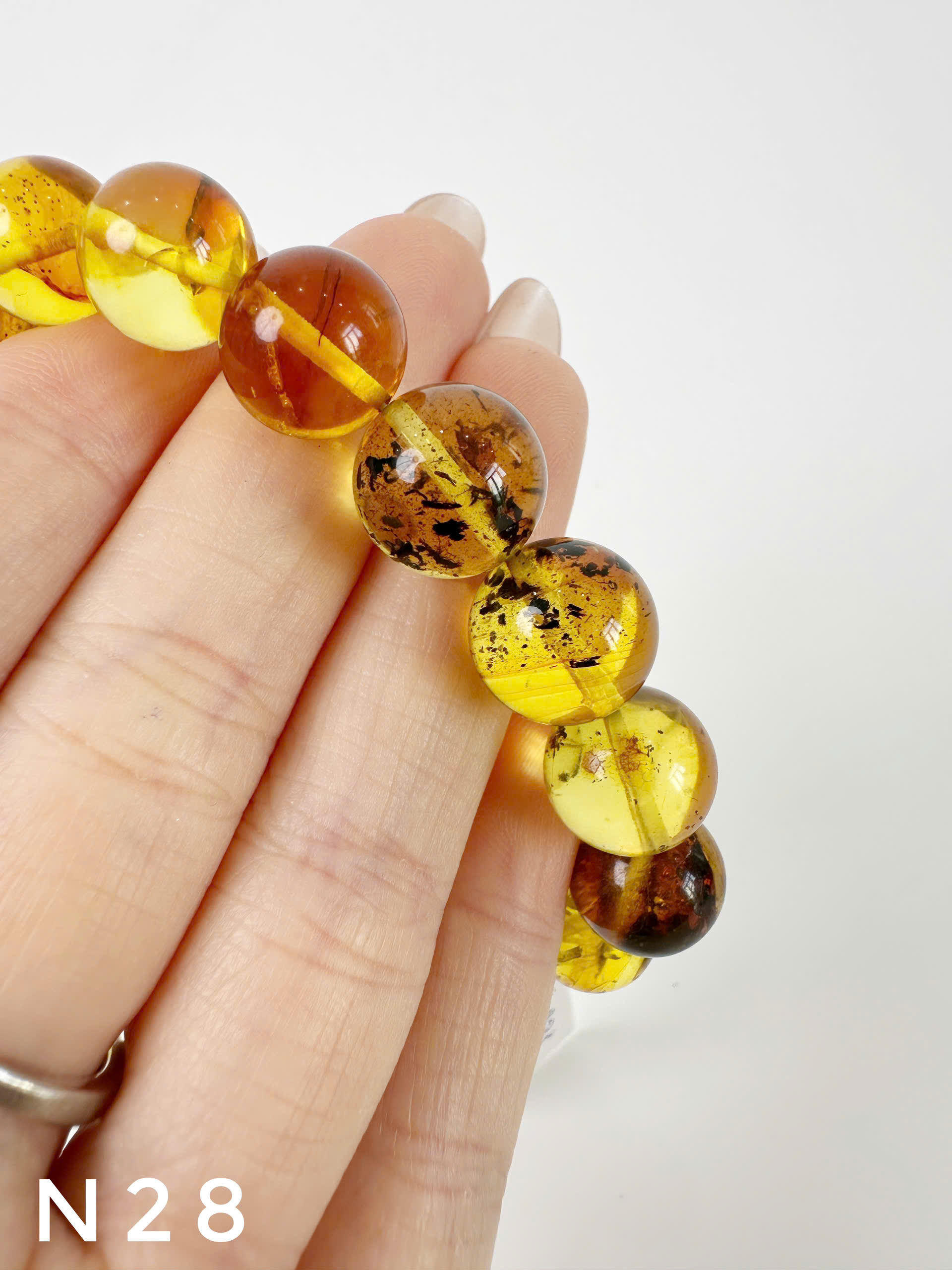 Lắc Tay Hổ Phách Rêu Đầm Lầy Vàng Hạt Tròn 10mm – N28_thumbnail_3