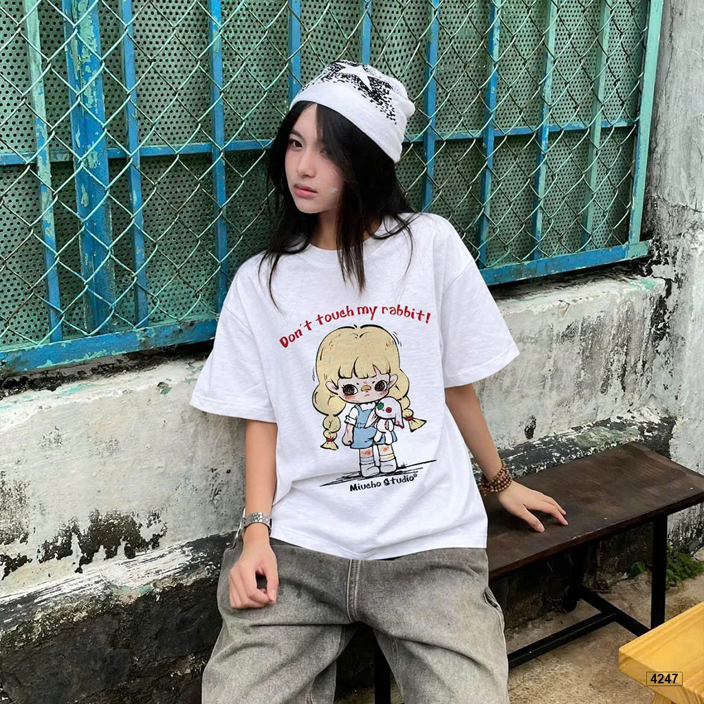 Áo thun boxy chất vải xước thoáng mát Cute Rabbit Miucho 4247_thumbnail_2