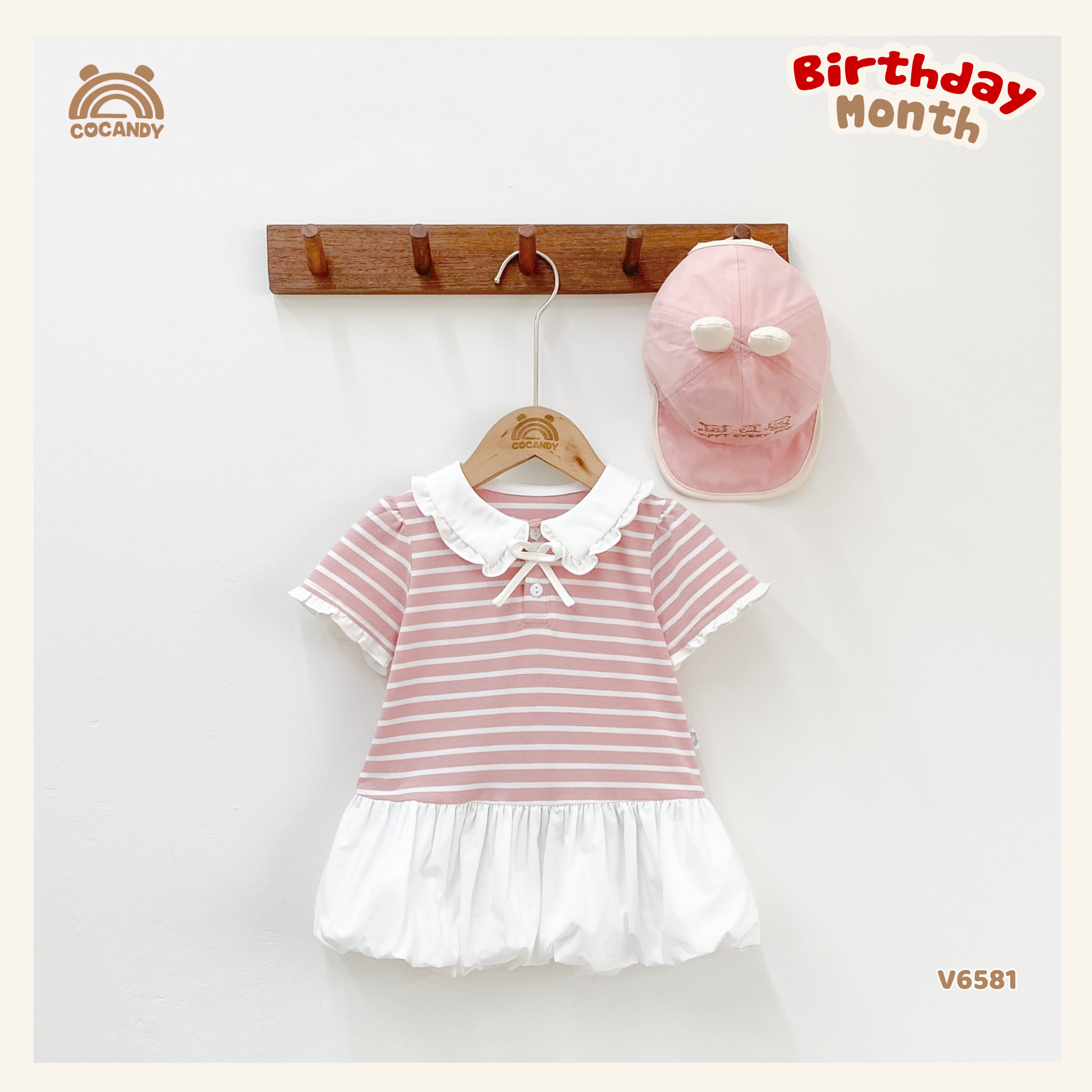 Váy cộc polo kẻ HỒNG form bí
