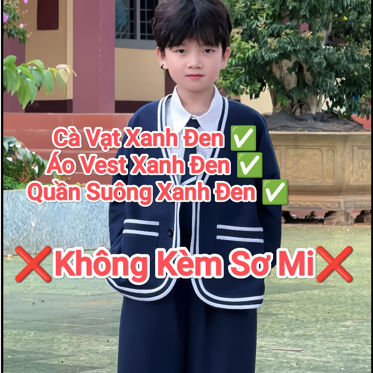Bộ Vest Xanh Đen 2 Viền Dáng rộng Cho Bé Trai Đi Học, Đi Chơi, Đi Tiệc. (Chú Ý Phân Loại Bán Lẻ ạ)_thumbnail_7