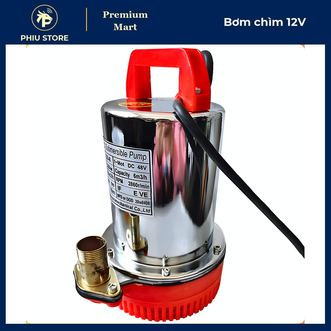 Bơm chìm 12V, máy bơm chìm dùng bình ắc quy, bơm nước 12V đẩy cao, máy bơm nước ắc quy, 300W và 370W, PHIU STORE_thumbnail_1