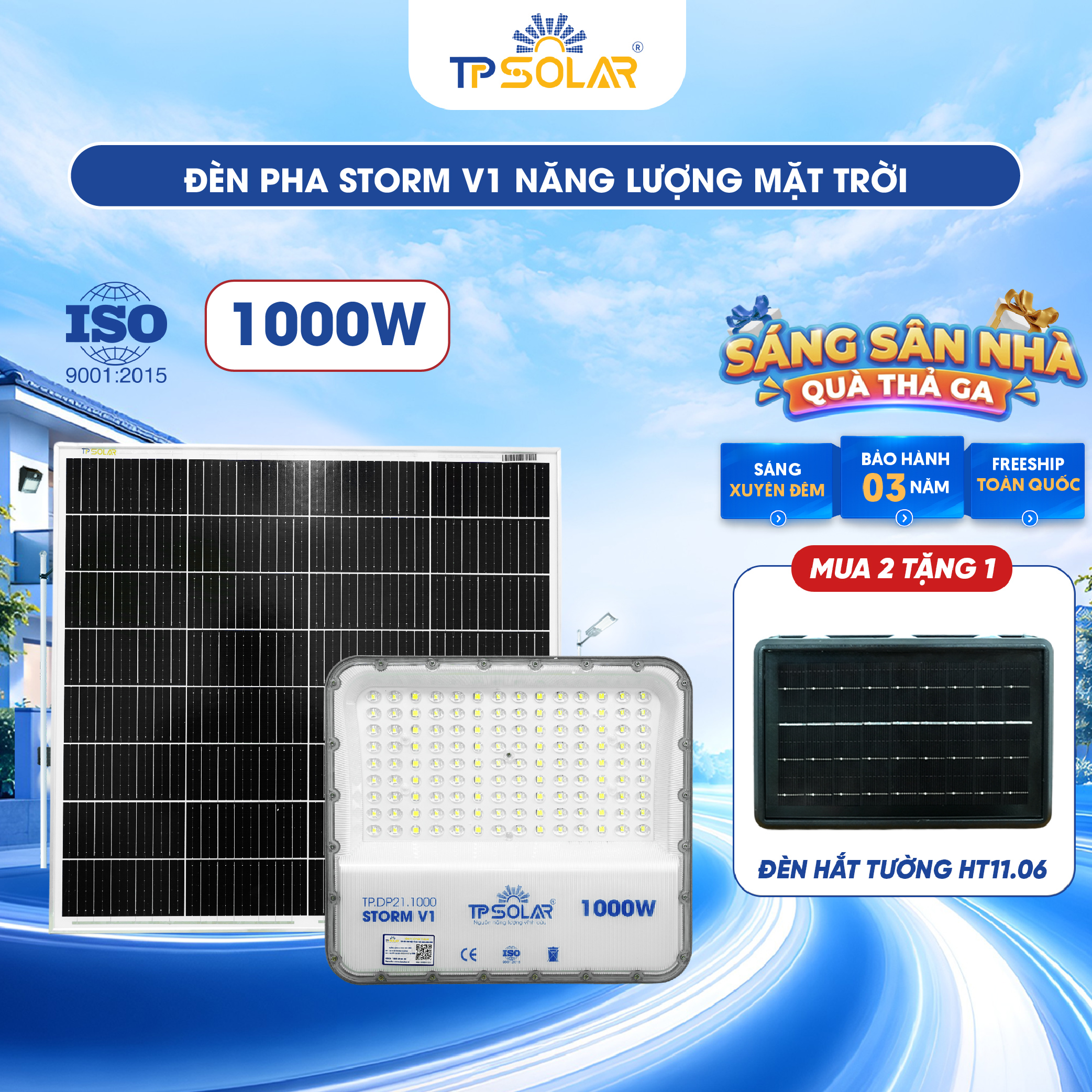 Đèn pha STORM V1 năng lượng mặt trời TP SOLAR PRO DP21