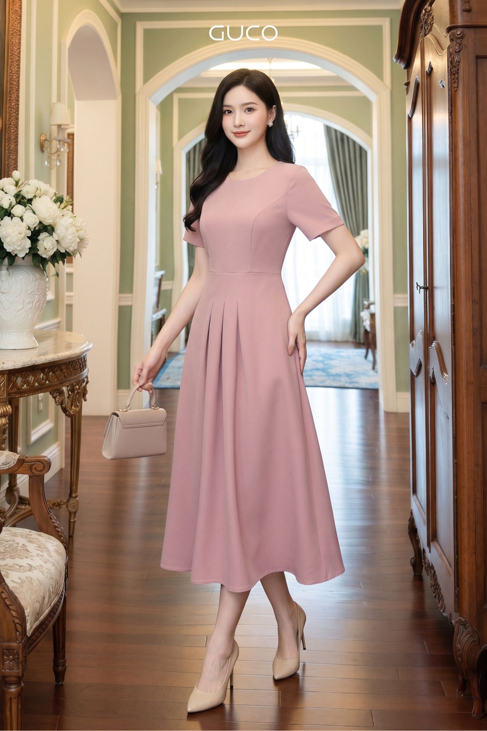 GUCO Đầm Hồng Nude Tiểu Thư Thanh Nhã_thumbnail_1