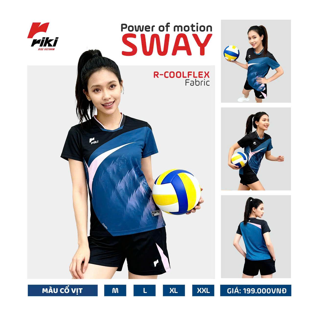 BST Quần Áo Bóng Chuyền Nam Nữ Có Túi Riki SWAY Thun Mè R-Coolflex Thể Thao Đương Đại_thumbnail_8