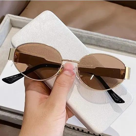 Kính Râm Hình Bầu Dục Cổ Điển Hình Kim Loại, Thời Trang, Dành Cho Nam Và Nữ, Hàng Mới Về_thumbnail_3