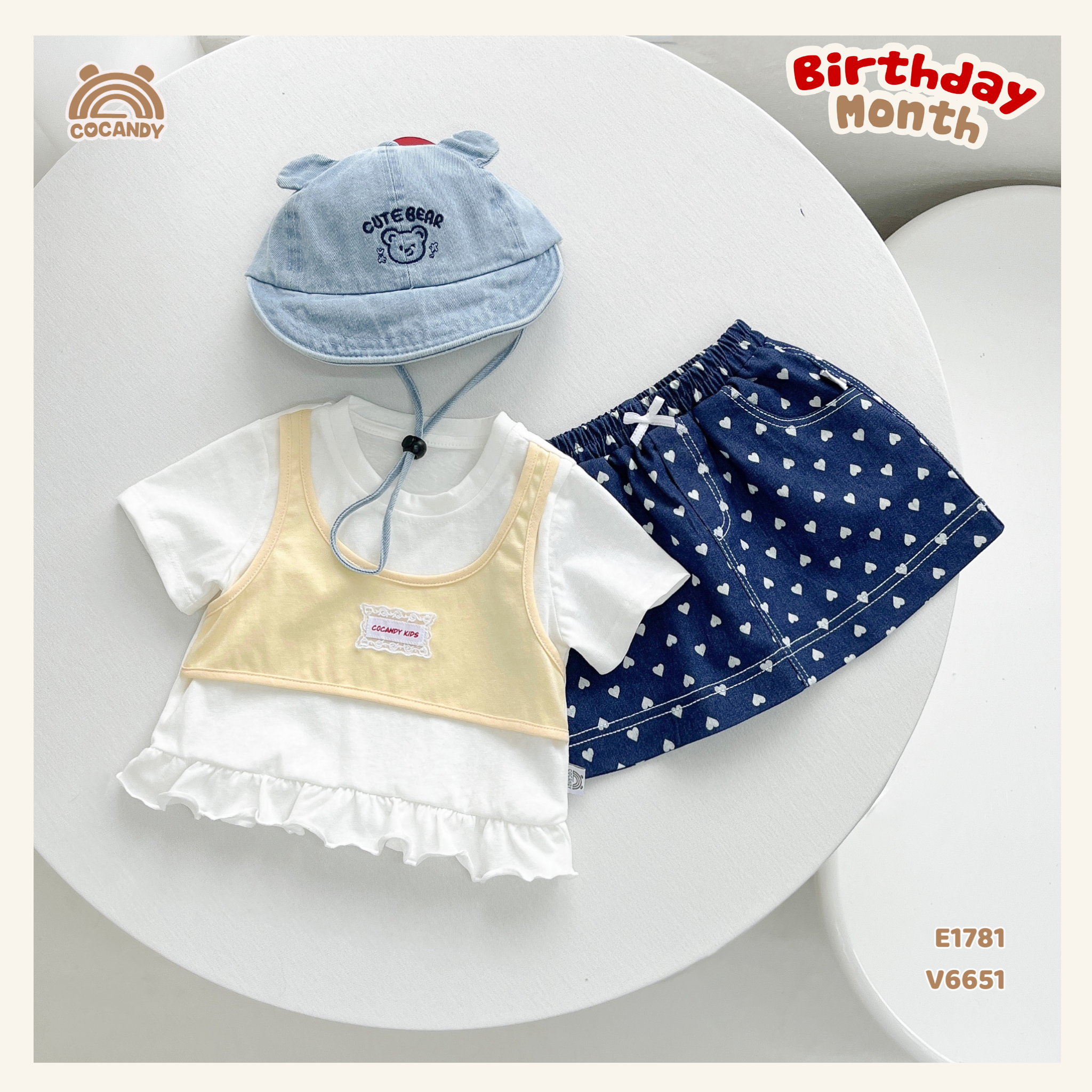 Áo cộc cotton VÀNG TRẮNG giả yếm tag CCD