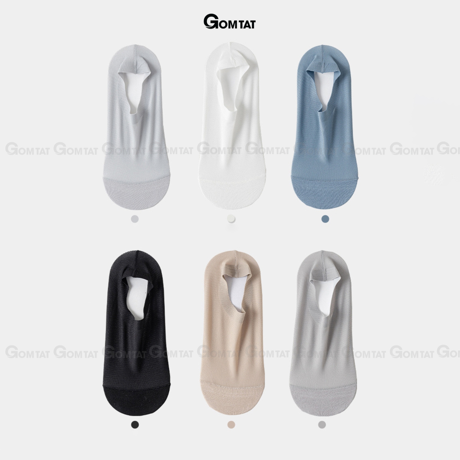 Combo 6 đôi tất nam đi giày lười GOMTAT, có đệm silicon chống tuột gót, mặt lưới thoáng khí HAILUOI-PO-3019_thumbnail_5