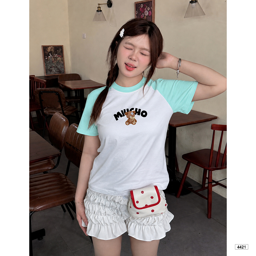 Áo babytee form ôm phối tay mix màu gấu Miucho 4421_thumbnail_5