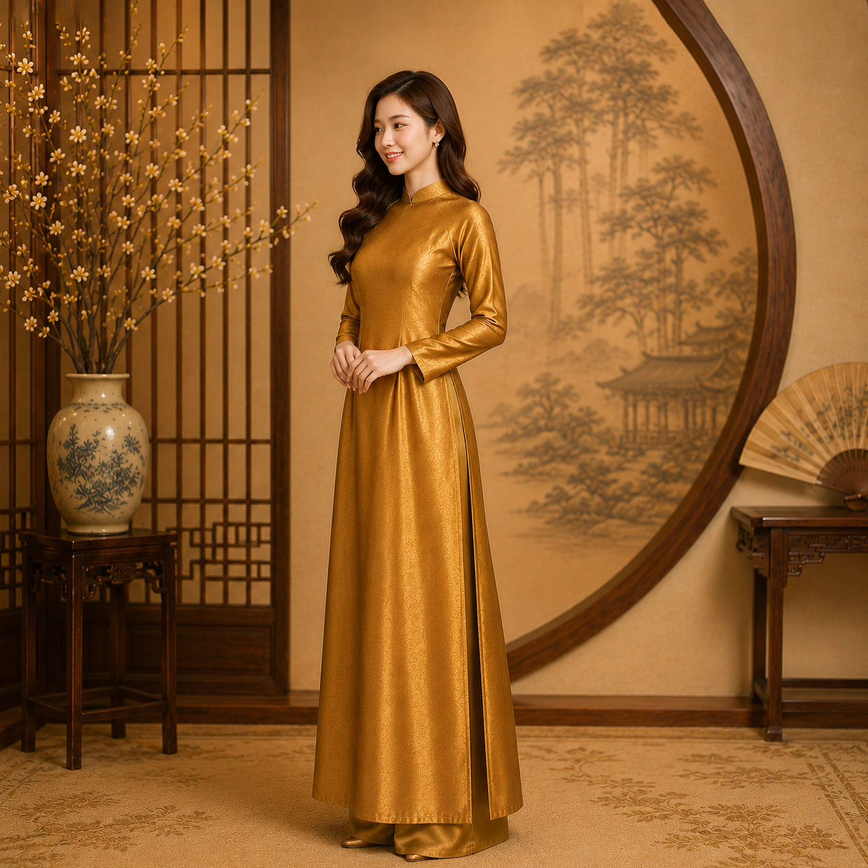 Áo Dài Truyền Thống Nữ Tằm Ánh Cao Cấp Nhiều Màu  TT26-01