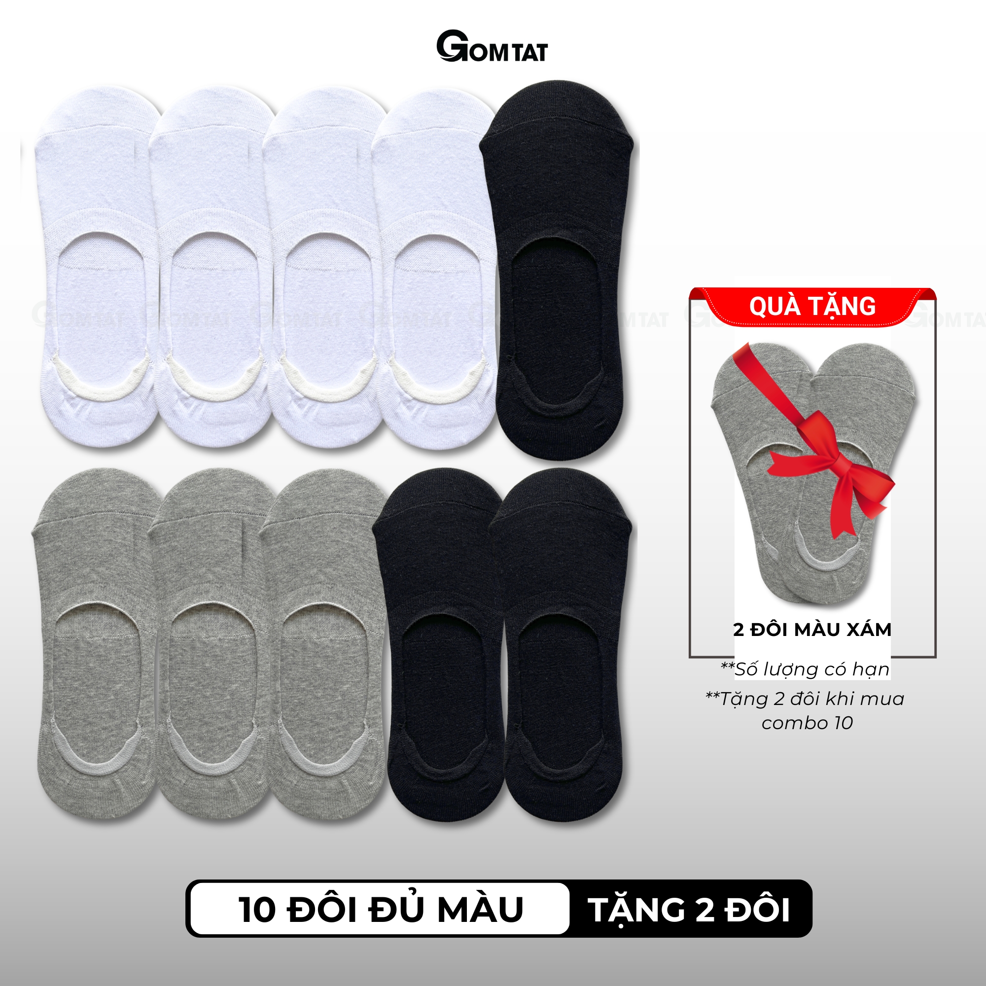 [MUA 10 TẶNG 2] Combo 10 đôi tất nam mang giày lười GOMTAT, vớ mùa hè có đệm chống tuột gót KOL-LUOI-02-CB12_thumbnail_0