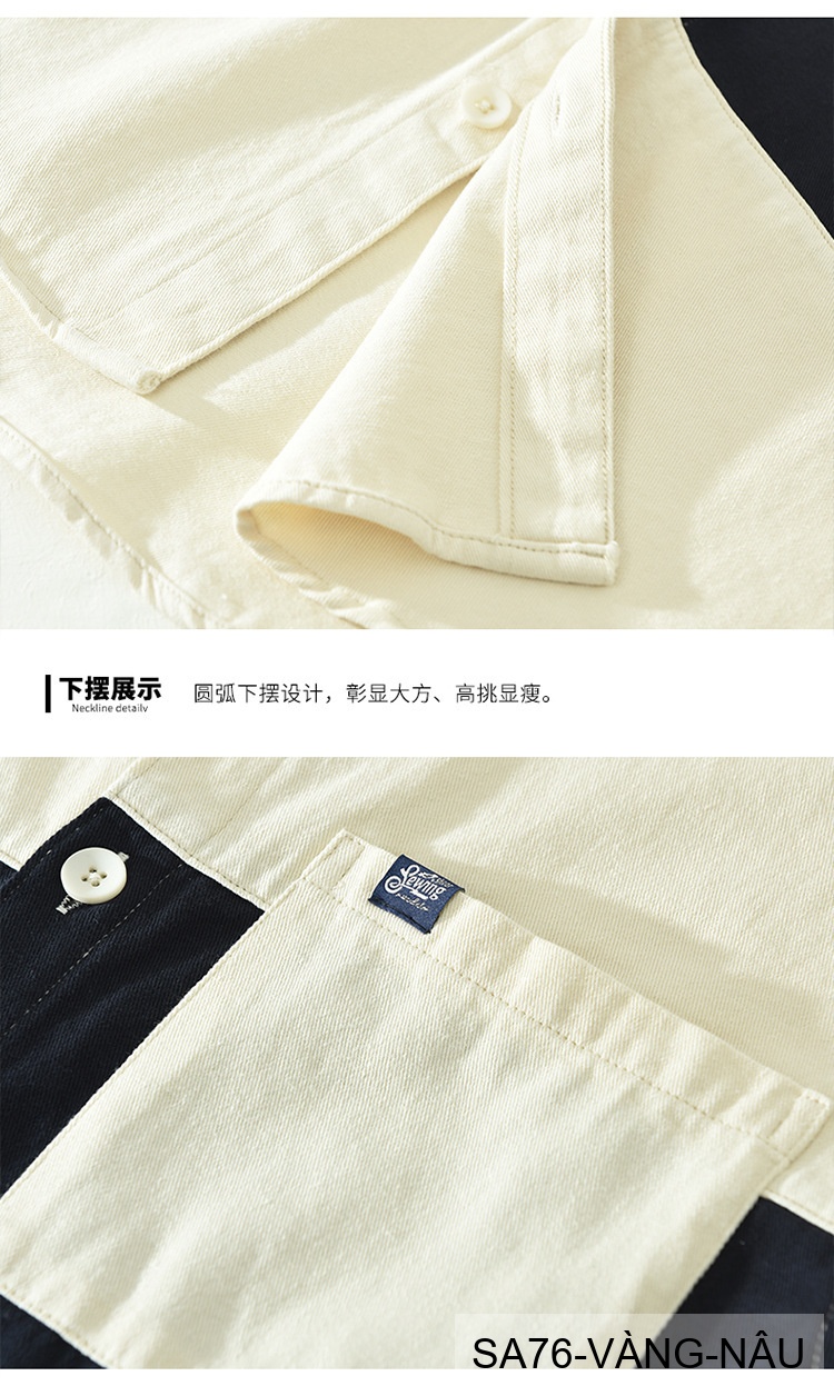 SA76 - Áo sơ mi nam tay dài phối màu tương phản phong cách Nhật Bản chất cotton thoải mái_thumbnail_6