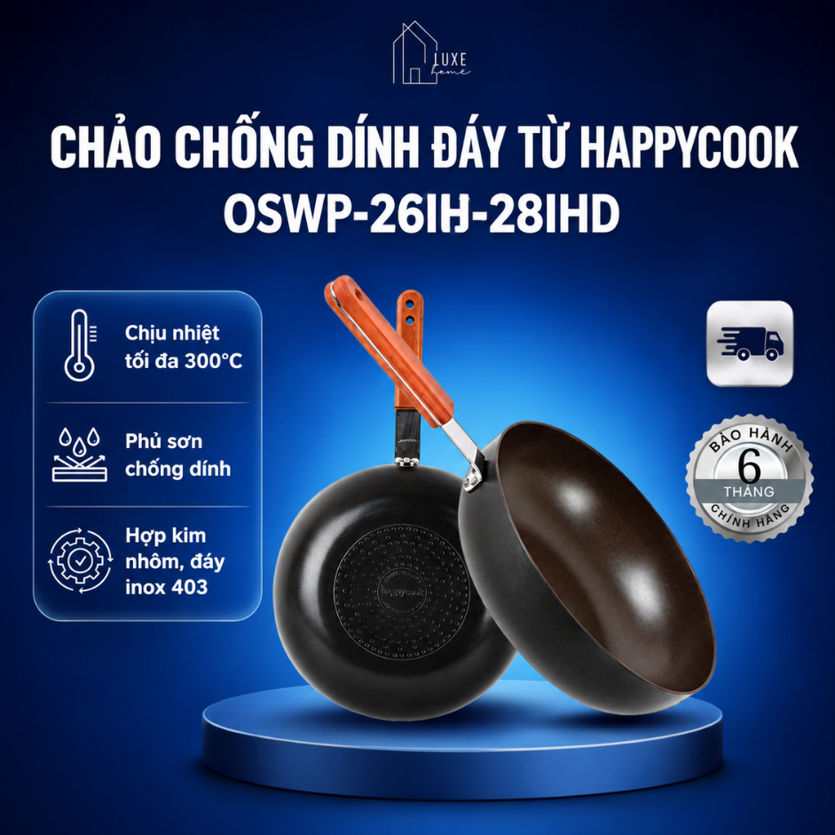 Chảo chống dính đáy từ Happy Cook OSWP-26IH
