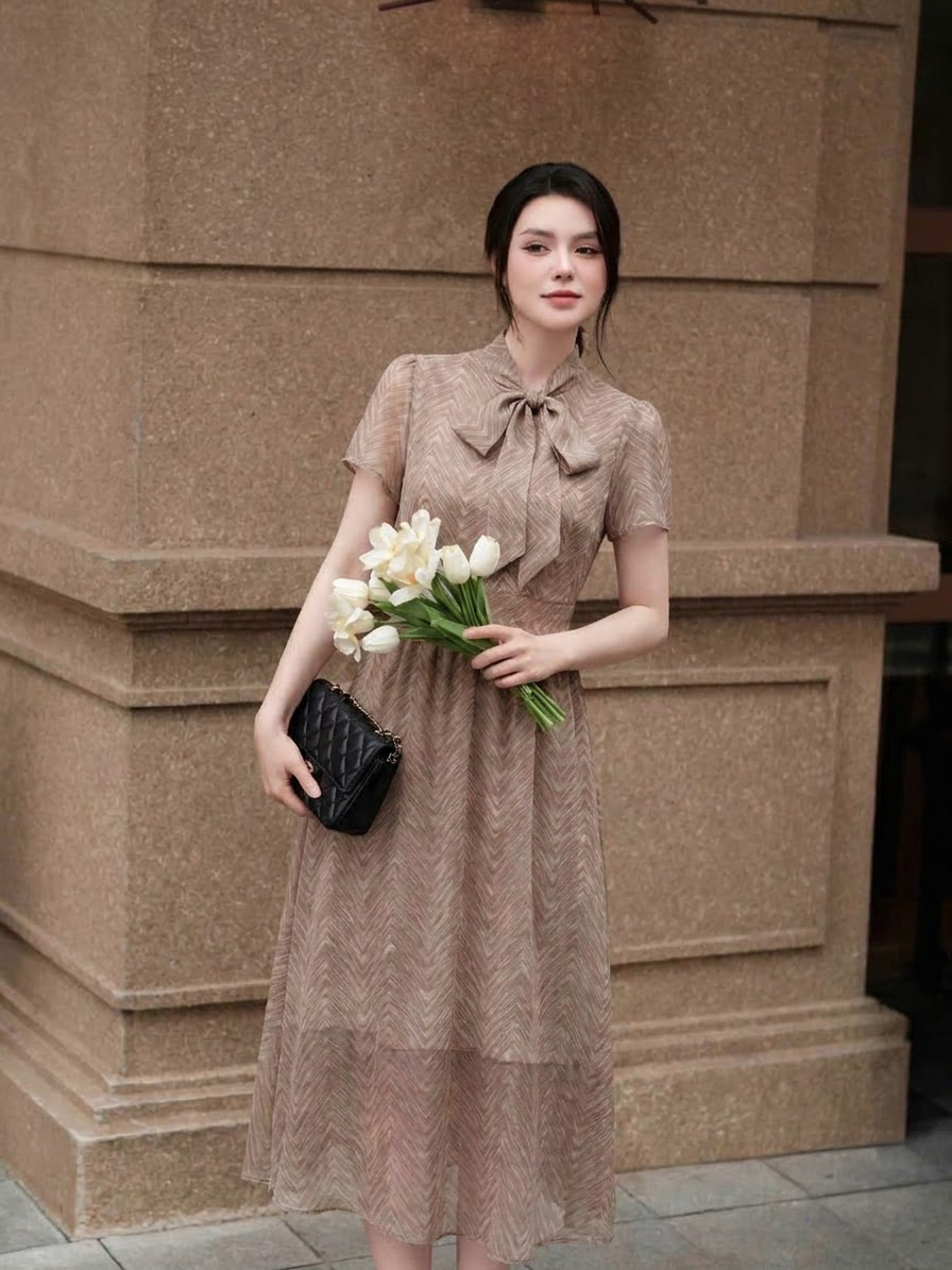 Đầm chiffon xòe họa tiết ziczac 26206_thumbnail_3