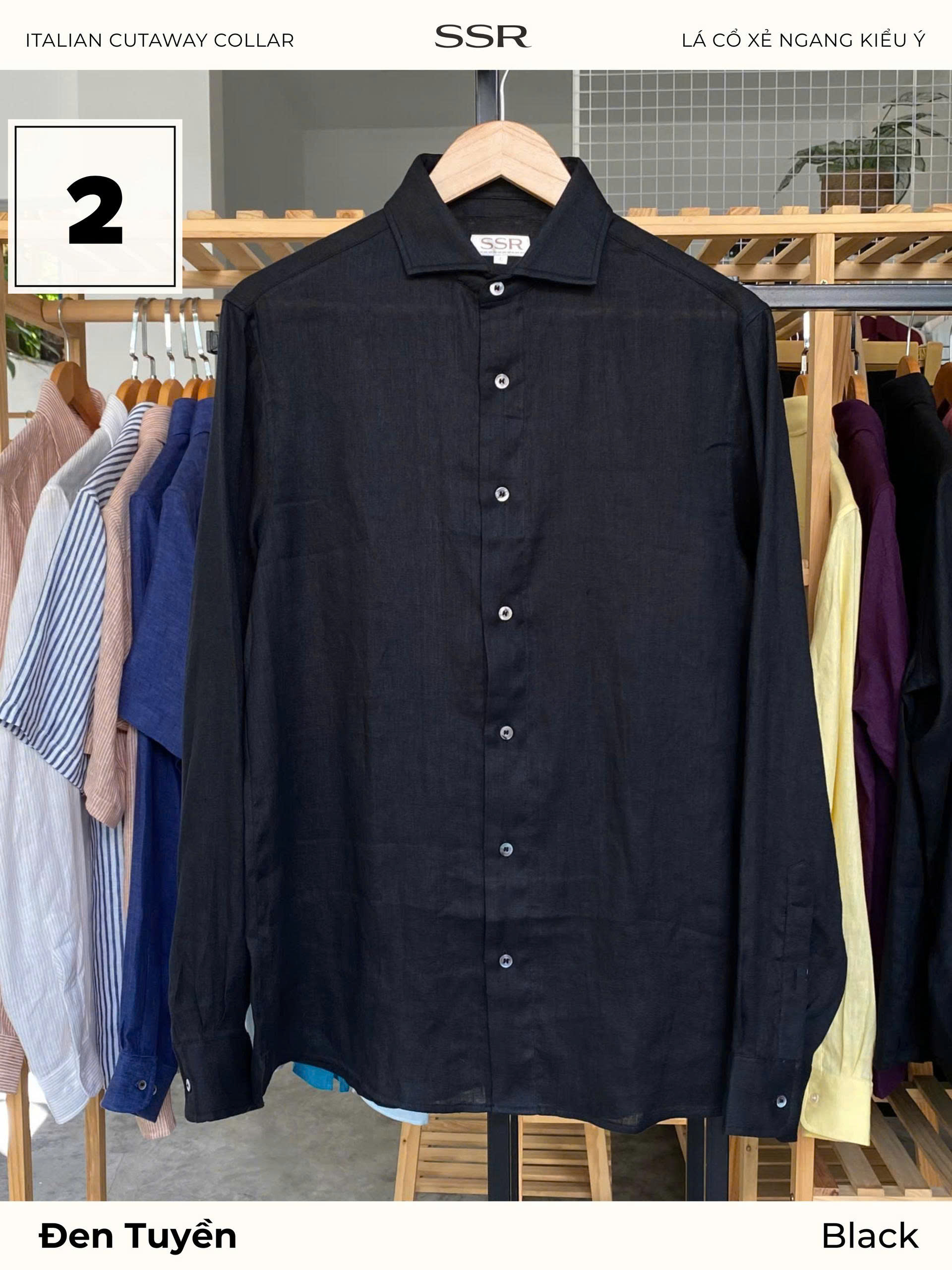 SSR - SƠ MI TAY DÀI - CỔ Ý CUTAWAY - Vạt Bầu - 100% LINEN_thumbnail_1