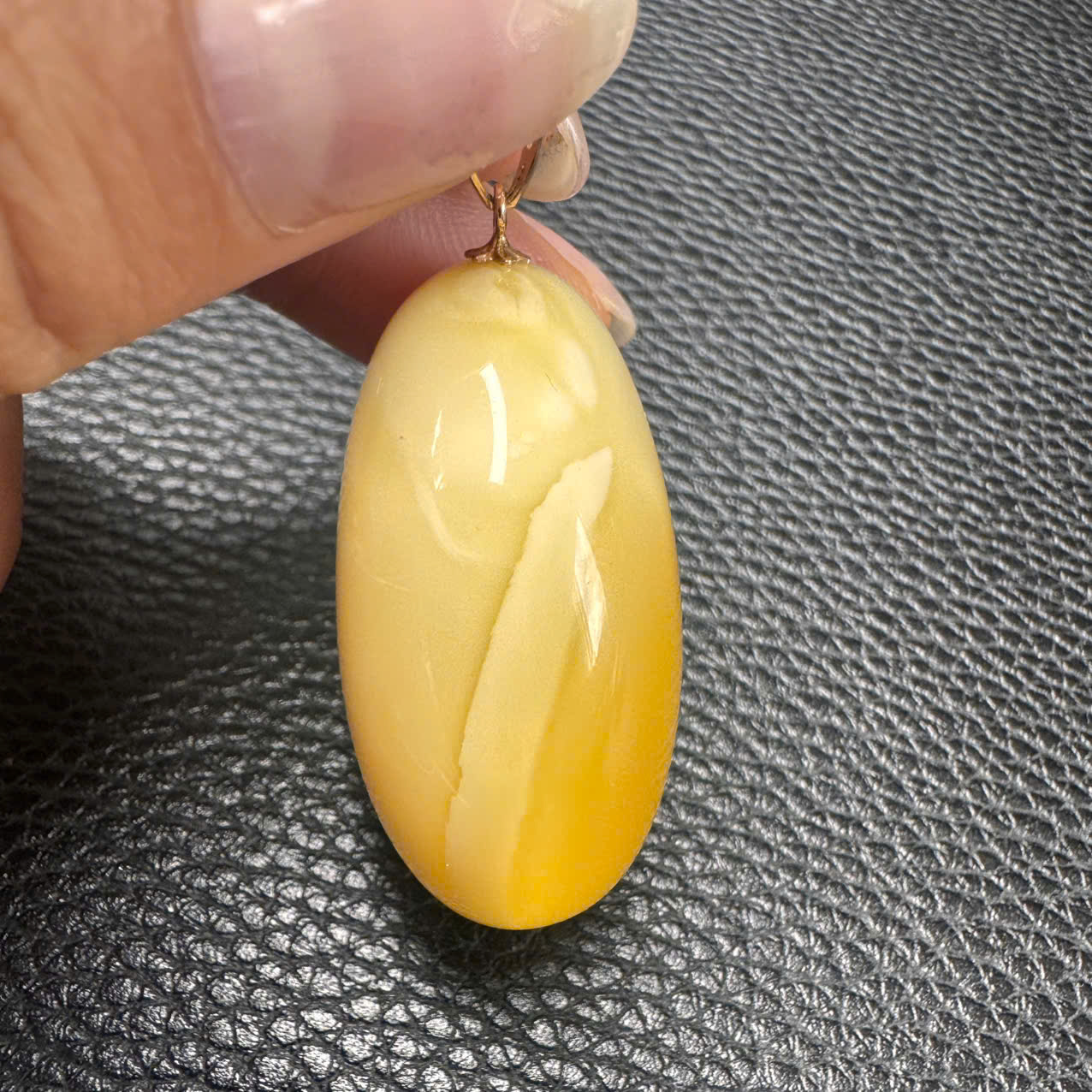 Mặt Dây Chuyền Hổ Phách Hoàng Gia Mật Bạch Oval Chốt Vàng 585 - Mã 6256_thumbnail_2