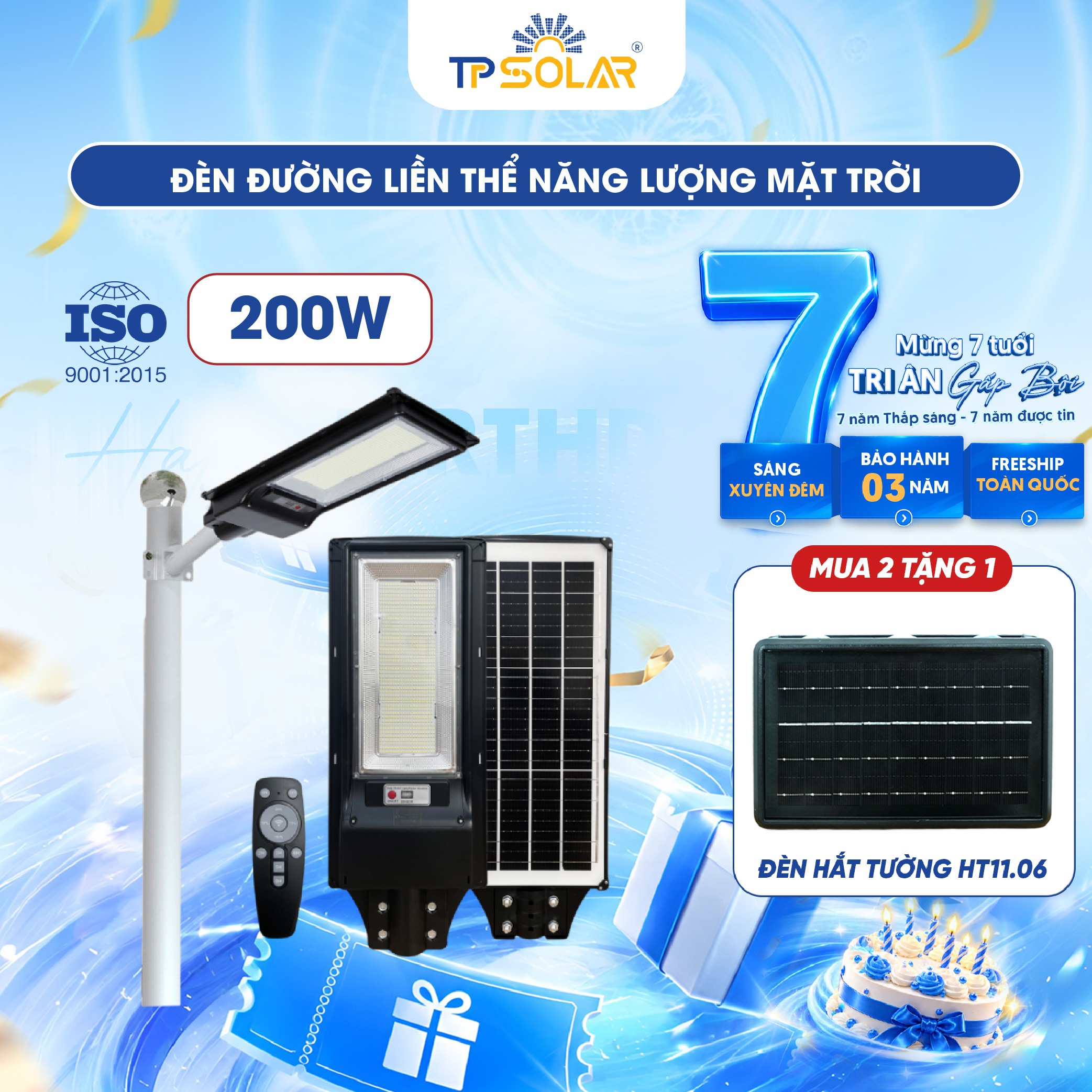 Đèn đường liền thể năng lượng mặt trời TP SOLAR LT01