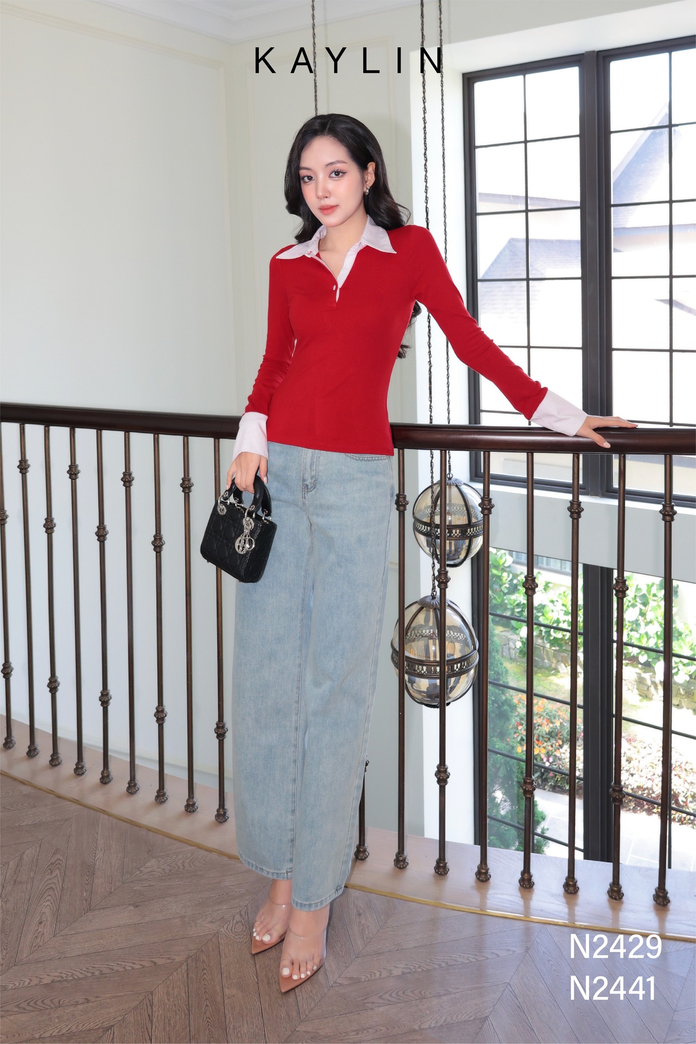 Quần Jean Suông KAYLIN Phối Tim Thêu