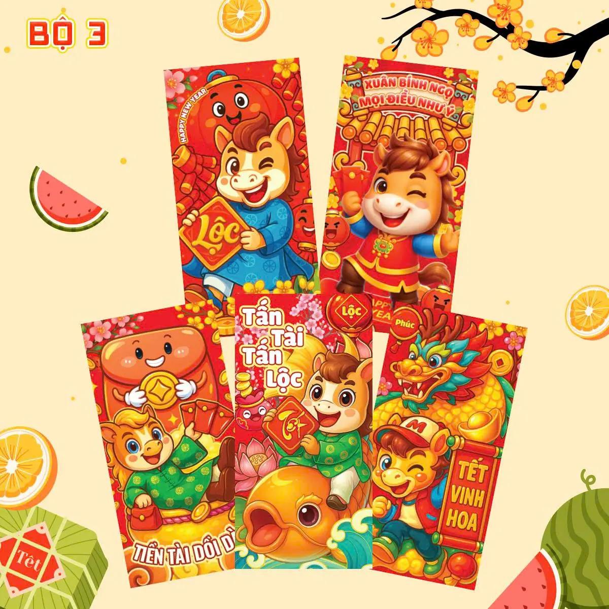 Bao lì ẋì xếp 2 ngăn, 6 ngăn, 10 ngăn độc đáo xuân Bính Ngọ Tết 2026 giấy đỏ cao cấp_thumbnail_34