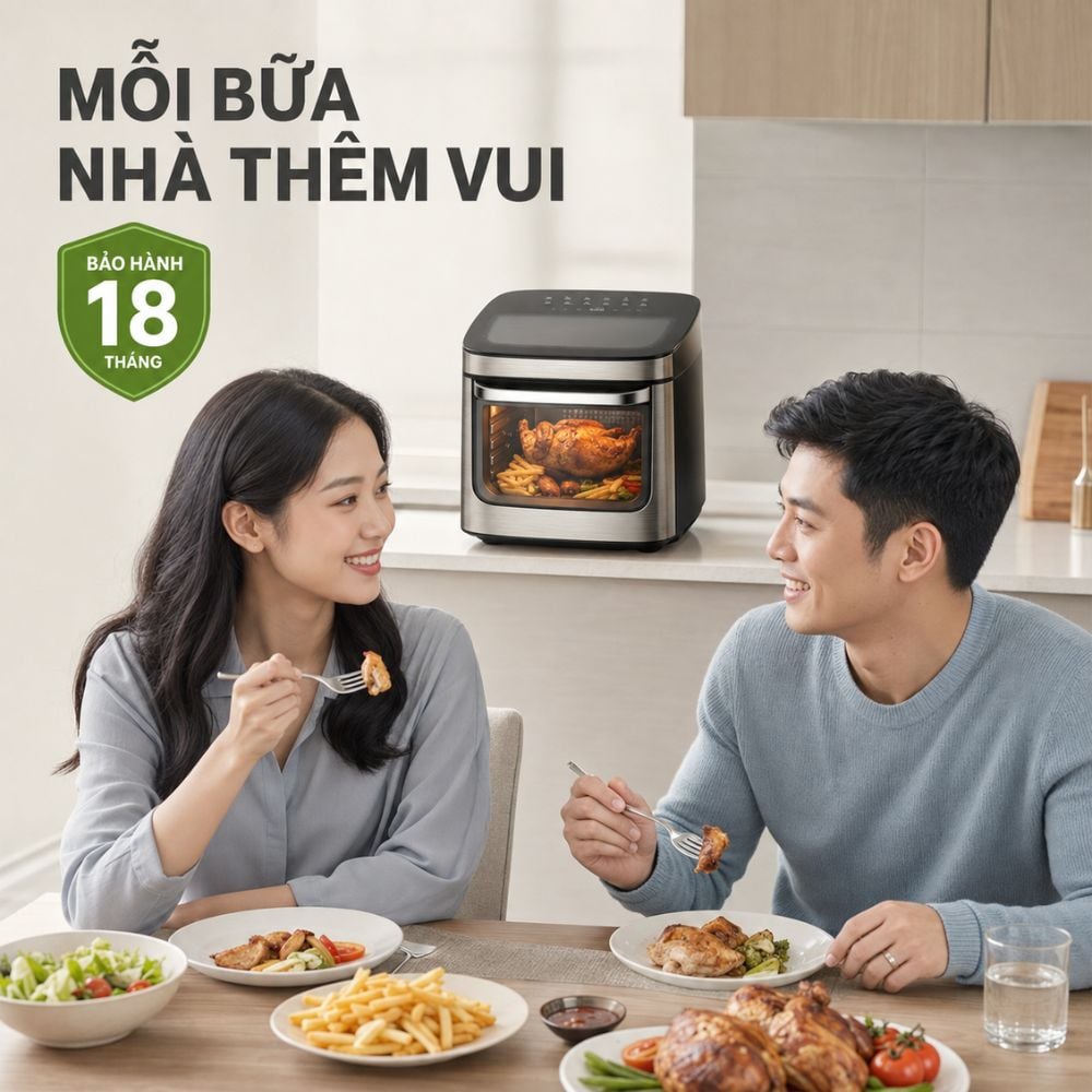 Nồi chiên không dầu Mishio MK474 12L - Cảm ứng, cửa kính quan sát_thumbnail_6