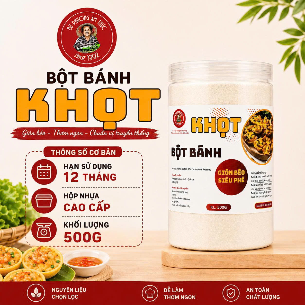 Bột Bánh Khọt Bu Phương 500G – Giòn Ngon Chuẩn Vị Miền Tây - BP28