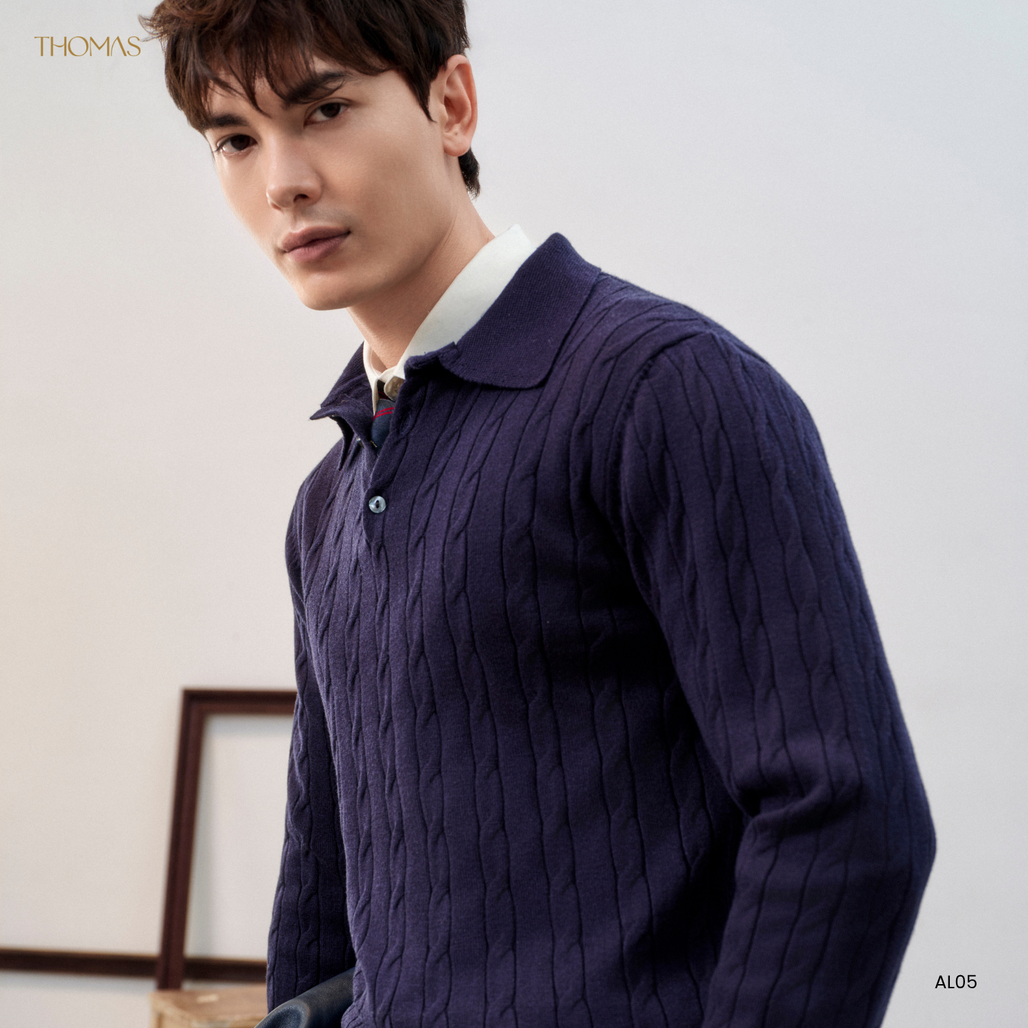 Áo Polo Len Dài Tay Twisted-Wool Sợi Viscose Form Relaxed_thumbnail_8