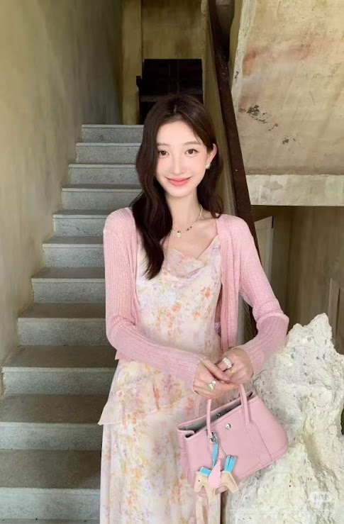 Lucas - Set váy hoa 2 dây dáng dài bèo lượn chéo + áo khoác cardigan_thumbnail_1