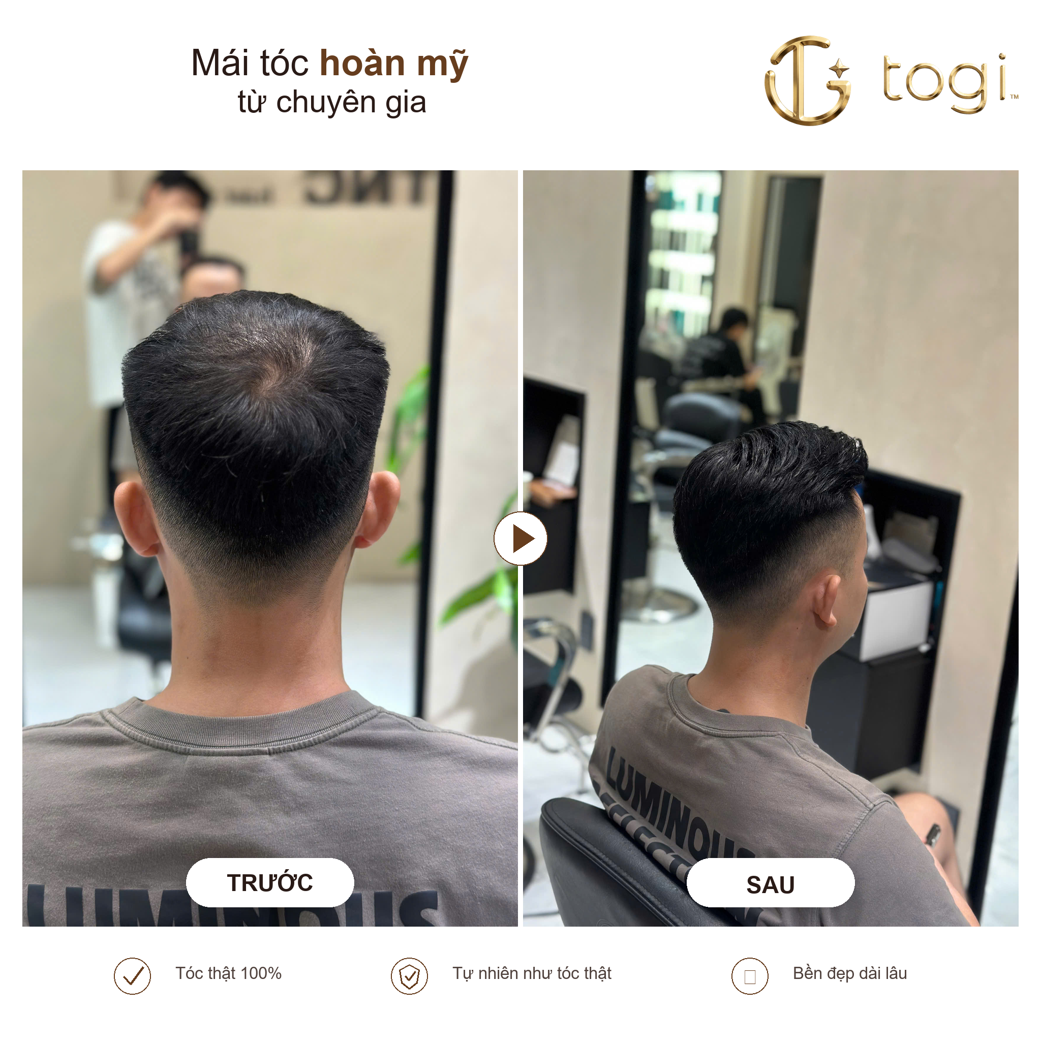 Togi65 sau gáy tóc thật cao cấp