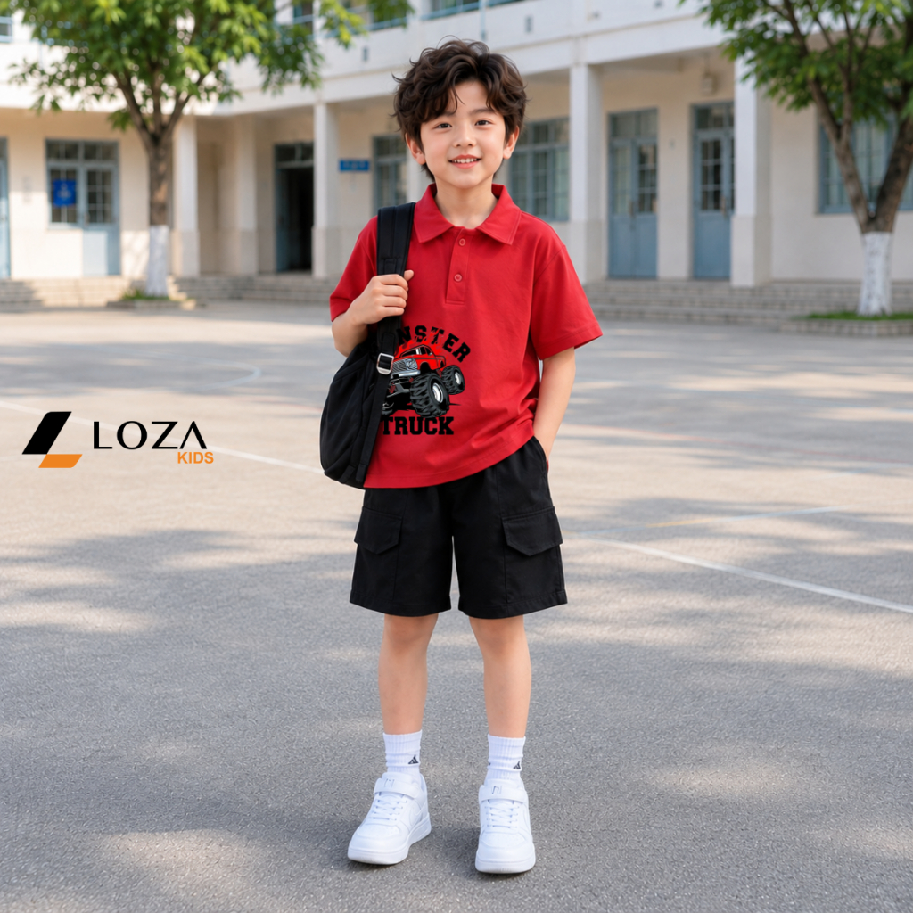 Bộ Polo bé trai hình xe Monster  - Loza Kids BU730_thumbnail_6
