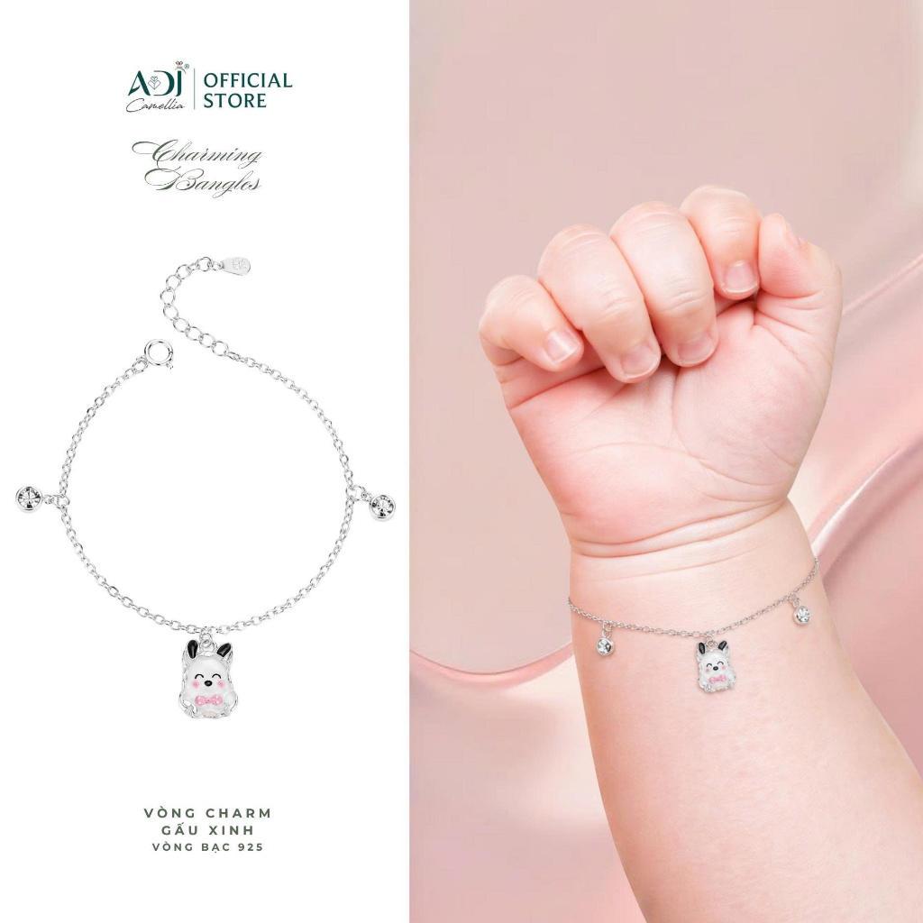 Vòng Tay Bạc 925 Cho Bé ADJ, Lắc Tay Charm Gấu Cao Cấp, Chỉnh Size, Quà Tặng Em Bé, Bạc Ý Chính Hãng_thumbnail_4