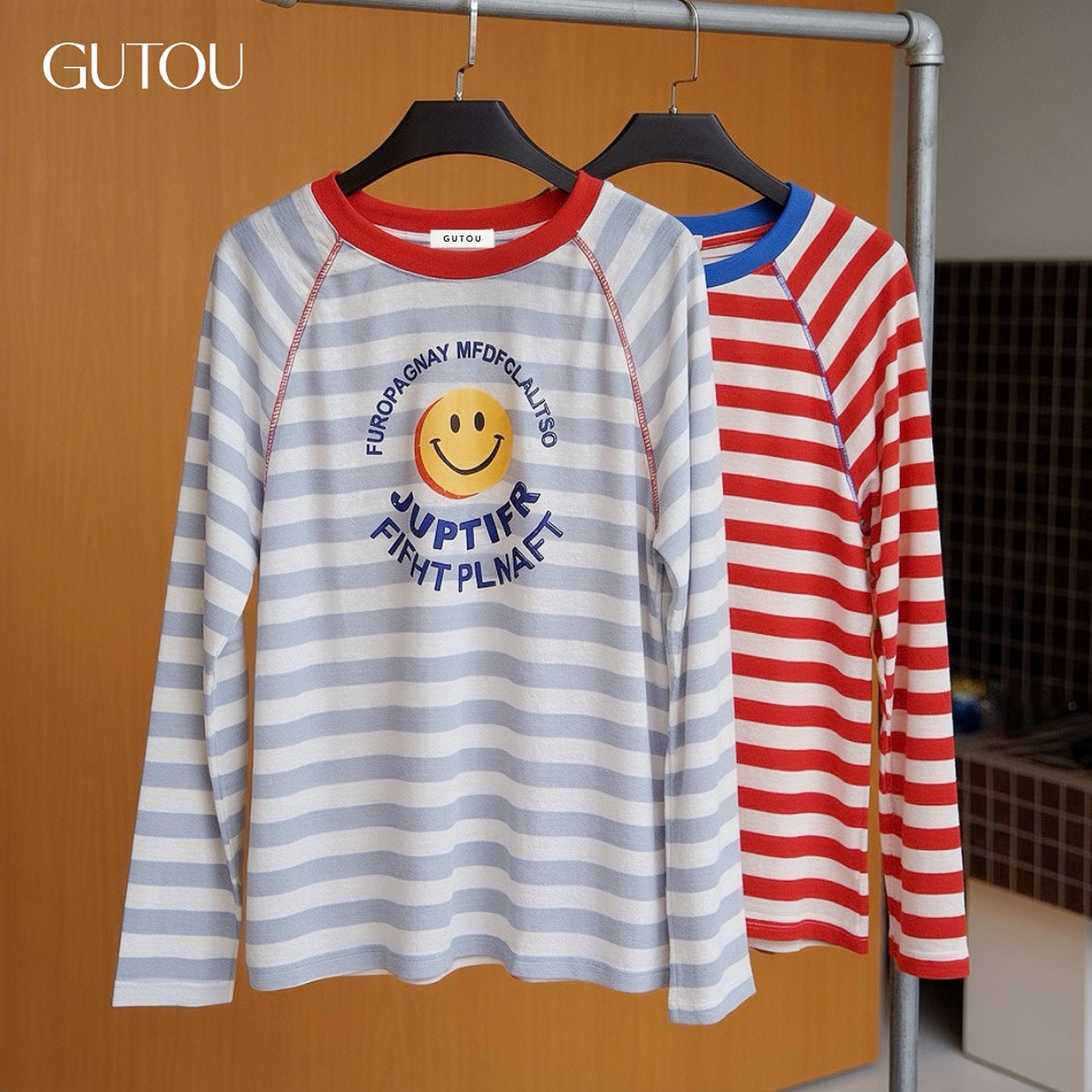 [ GUTOU ] Áo Thun Tay Dài Sọc Ngang Form Rộng Graphic Tee_thumbnail_8