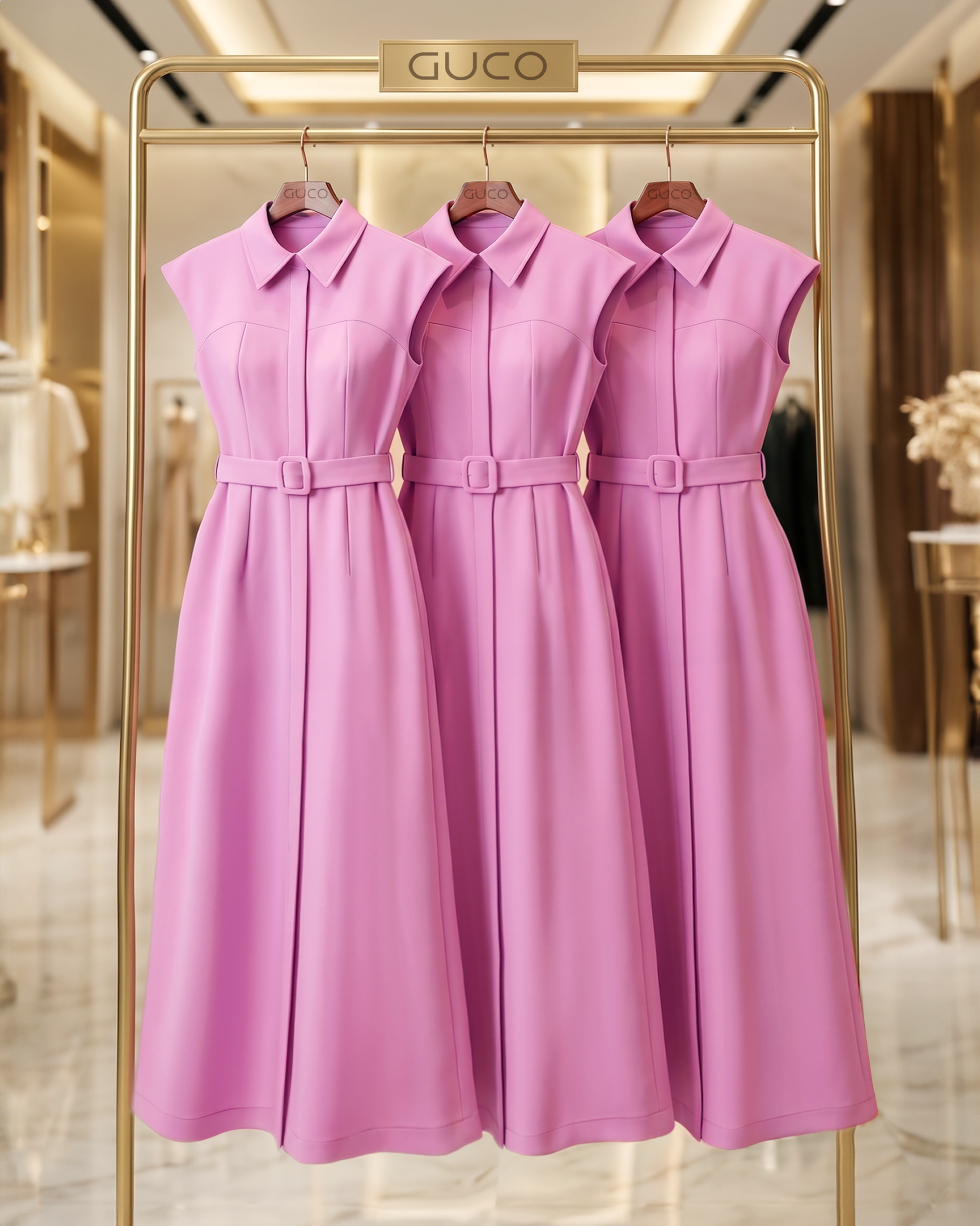 GUCO Đầm Hồng Pastel Thắt Đai_thumbnail_2