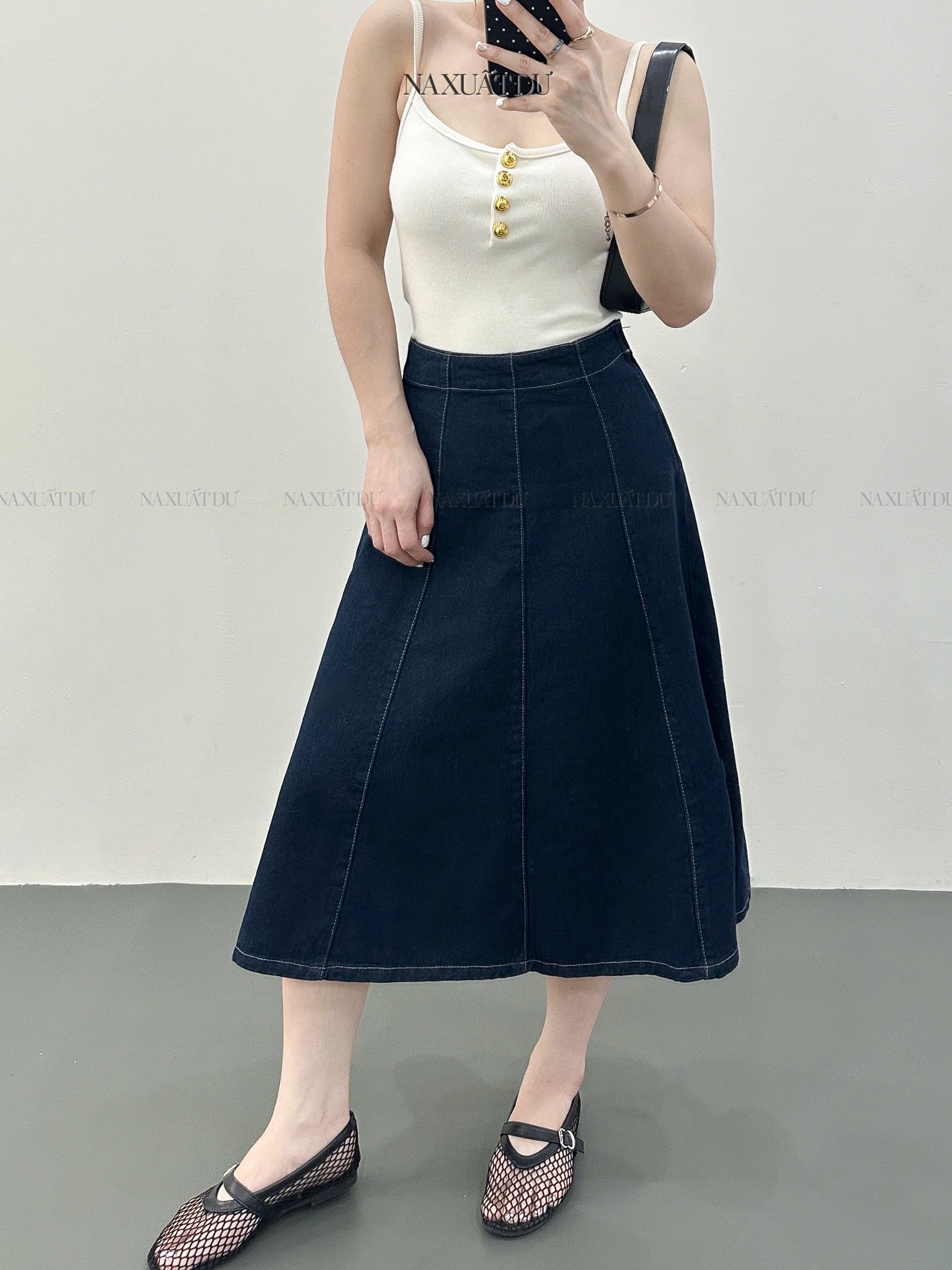 Chân váy jeans " Adanola " - V110