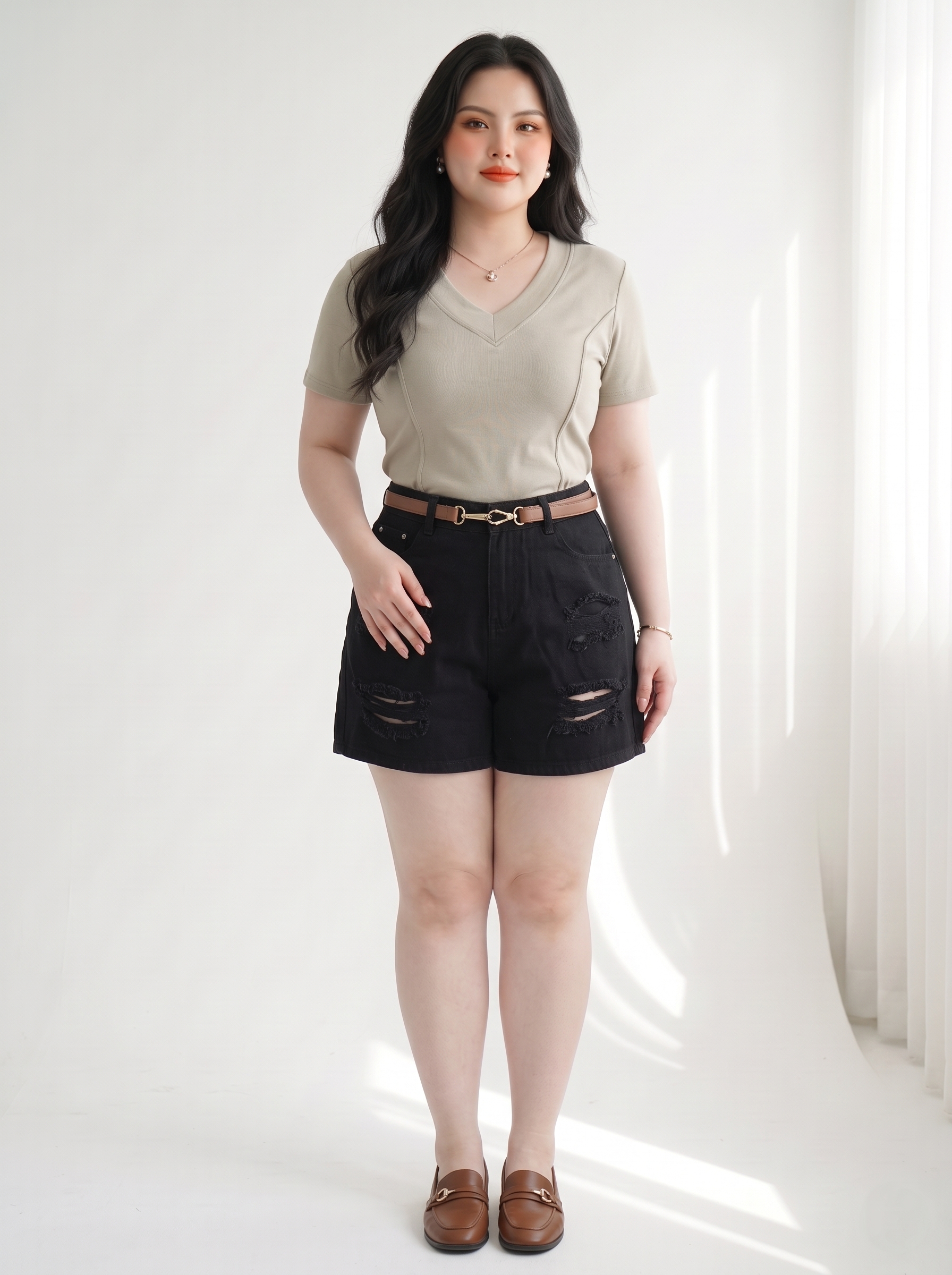 Quần Short Jean Lửng Rách Bigsize Dài 40 Dễ Phối - Trắng - Vừa 55-90kg - T-QSJ4024