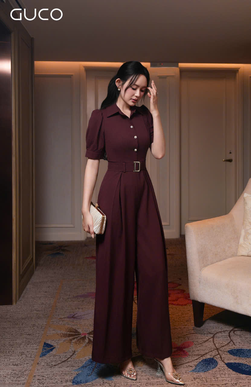 JUMPSUIT CỔ SƠ MI KÈM BELT - ĐÔ_thumbnail_2