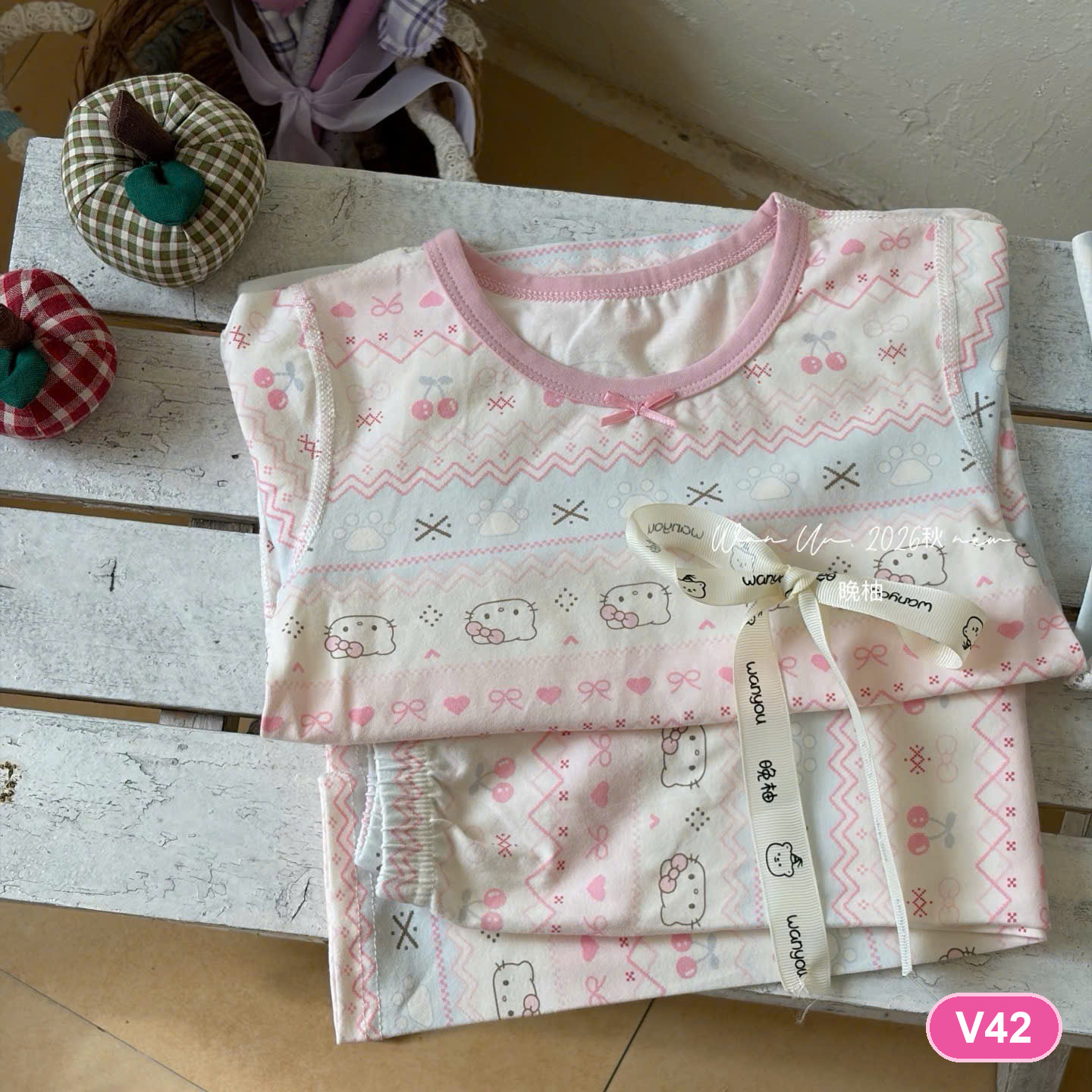 V42 - Set đồ ngủ màu hồng hãng IU | Sz 90-120 | 7703_thumbnail_0