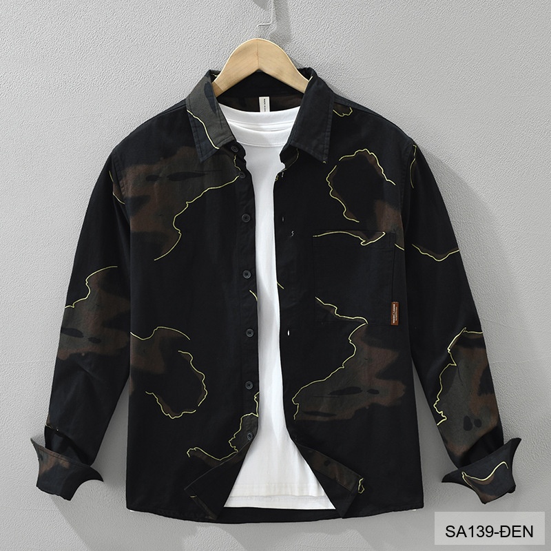 SA139 - Áo Sơ Mi Nam Phong Cách Nhật Bản In Họa Tiết Nghệ Thuật, Chất Cotton 100%, Dáng Regular Fit_thumbnail_9