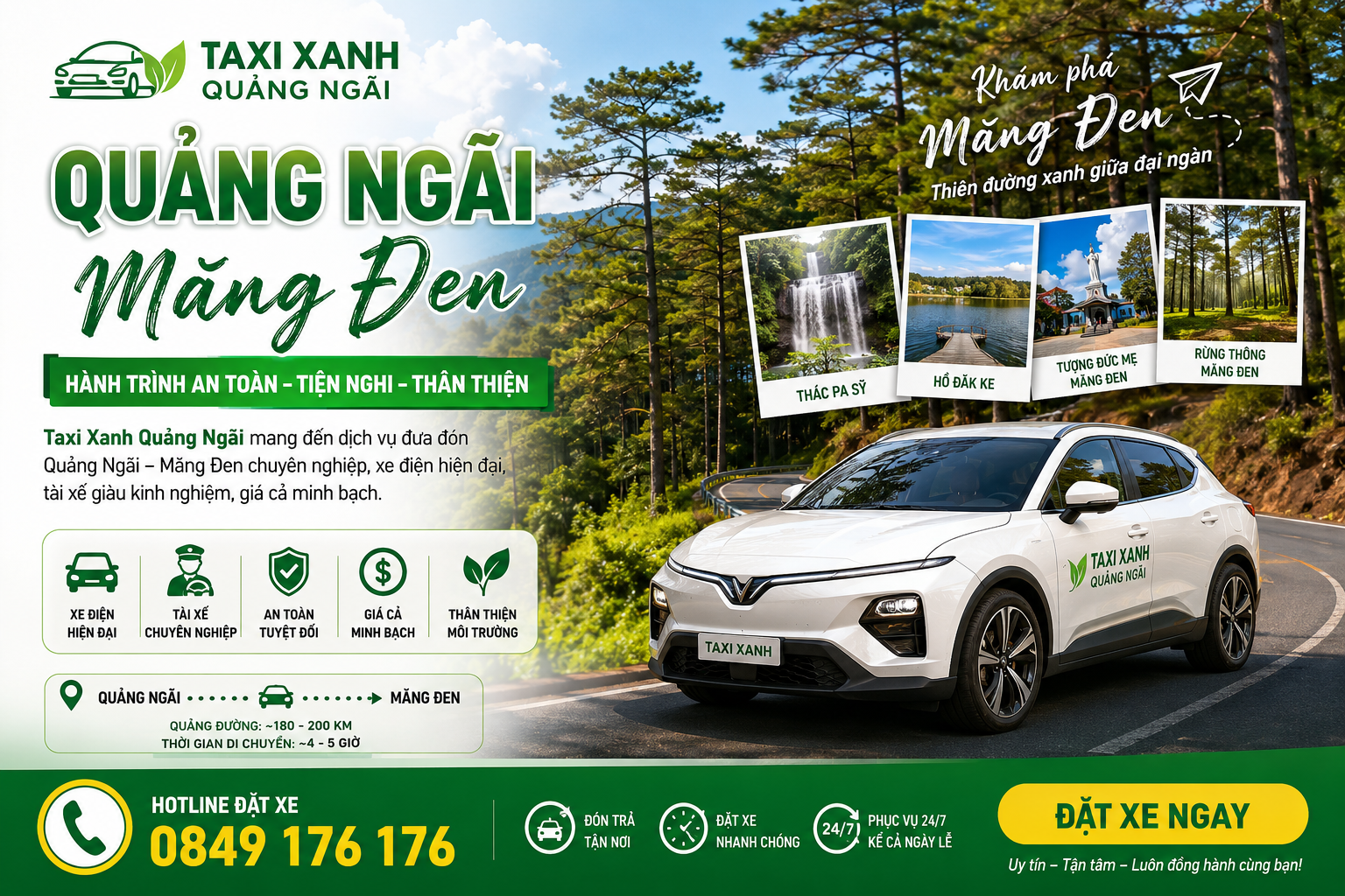 Taxi Xanh Quảng Ngãi Măng Đen – Hành Trình An Toàn, Tiện Nghi