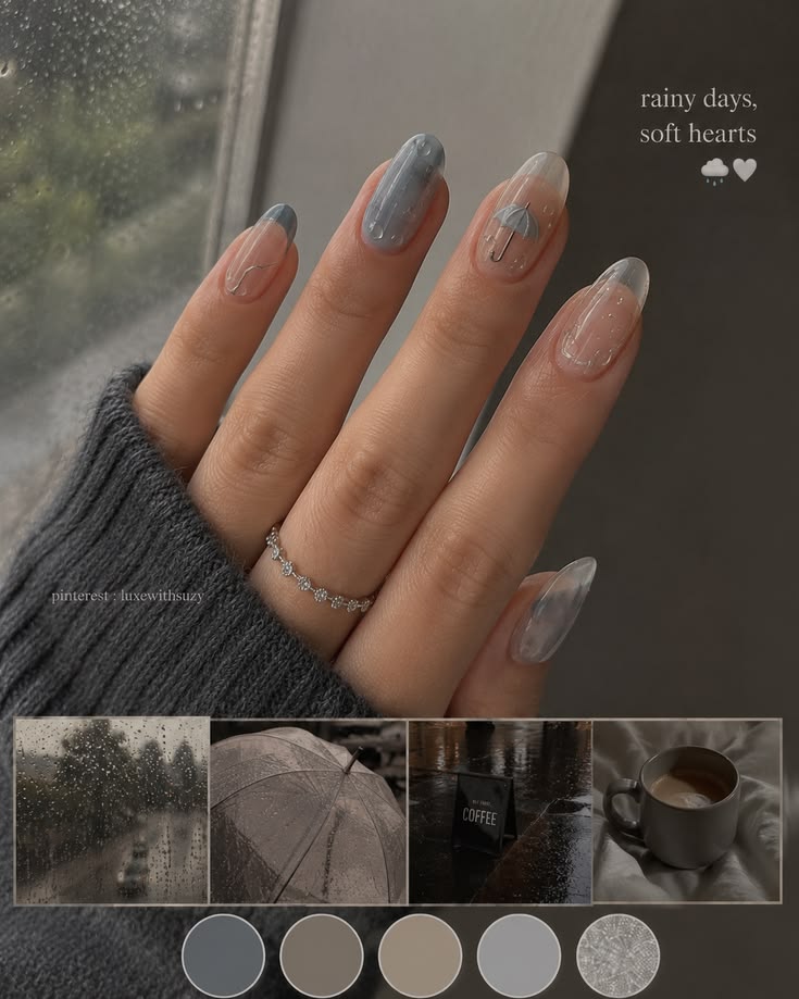 Rainy Mood: Khi thời tiết trở thành cảm hứng cho một bộ nail mới