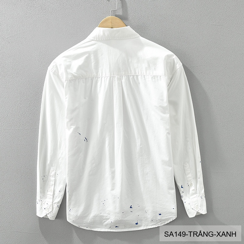 SA149 - Áo sơ mi nam dài tay phong cách Nhật Bản, chất cotton 100%, họa tiết sơn mài trẻ trung, form regular