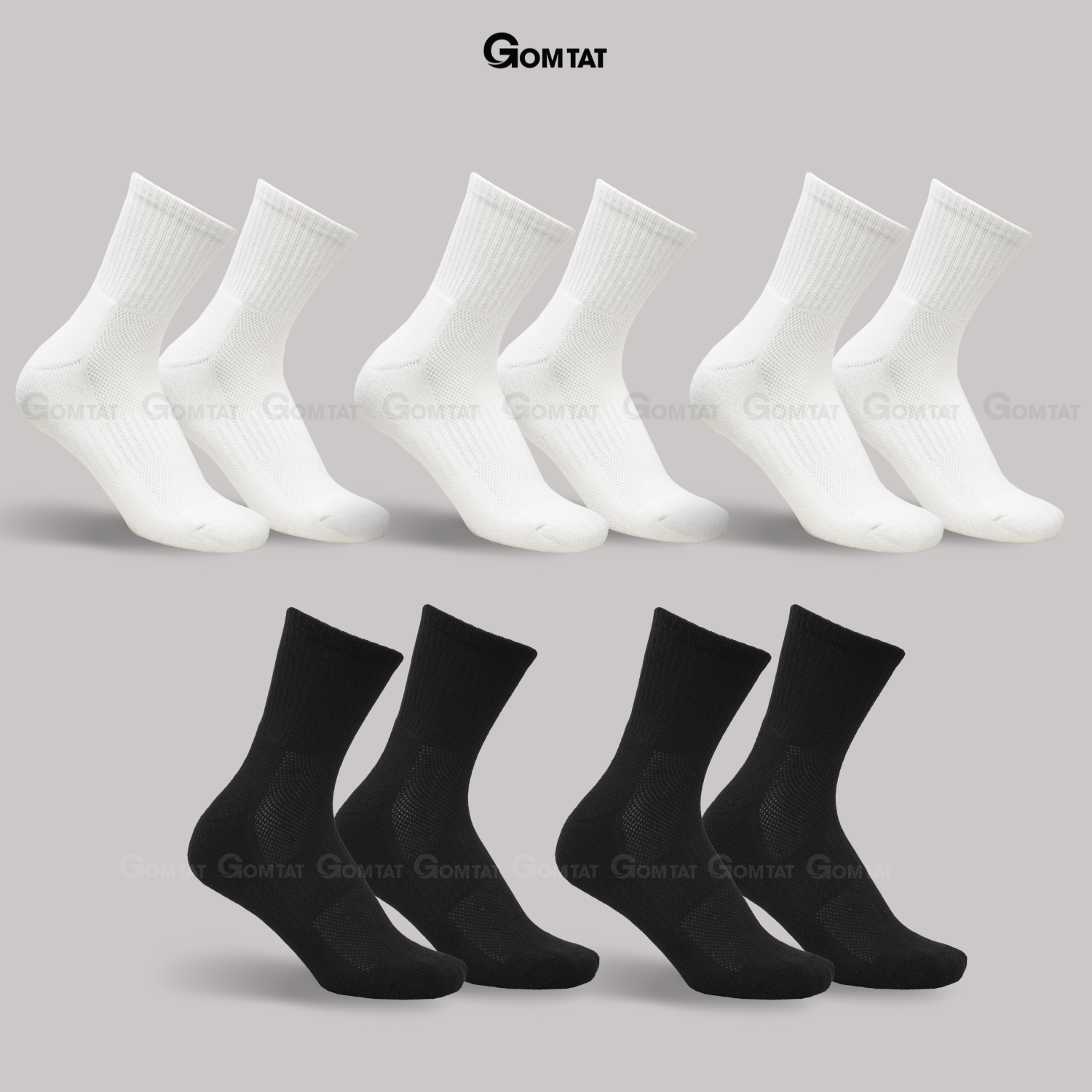 Combo tất cổ cao, cổ trung nam nữ GOMTAT, chất liệu cotton đệm xù êm chân - TATXU-TRON_thumbnail_18