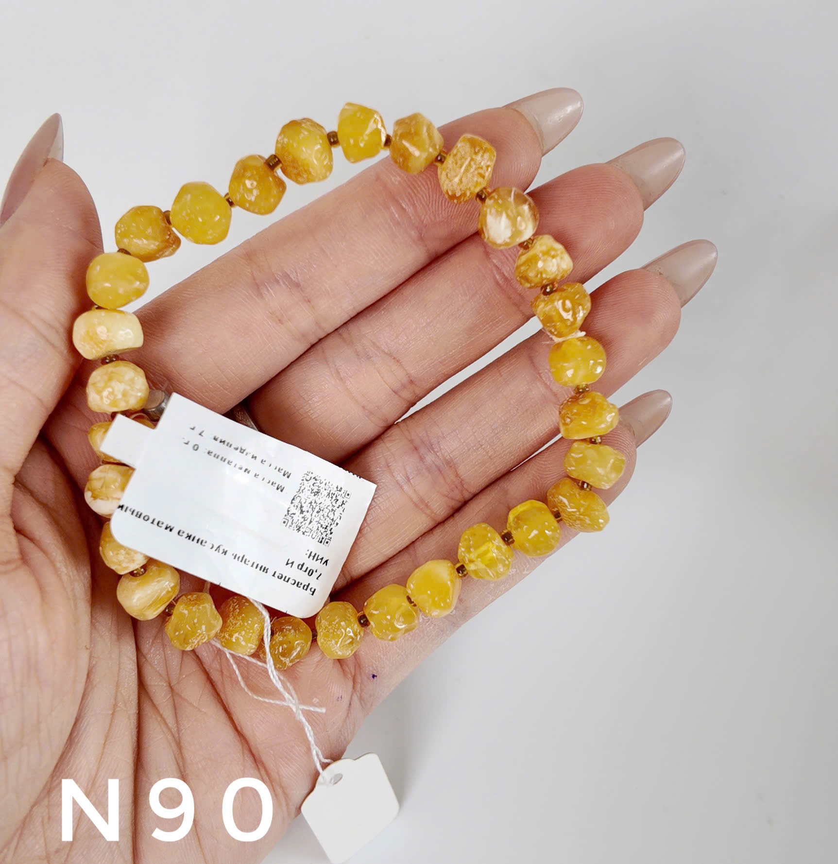 Lắc Chân Hổ Phách Mật Bạch Hạt Tự Nhiên– N90_thumbnail_2