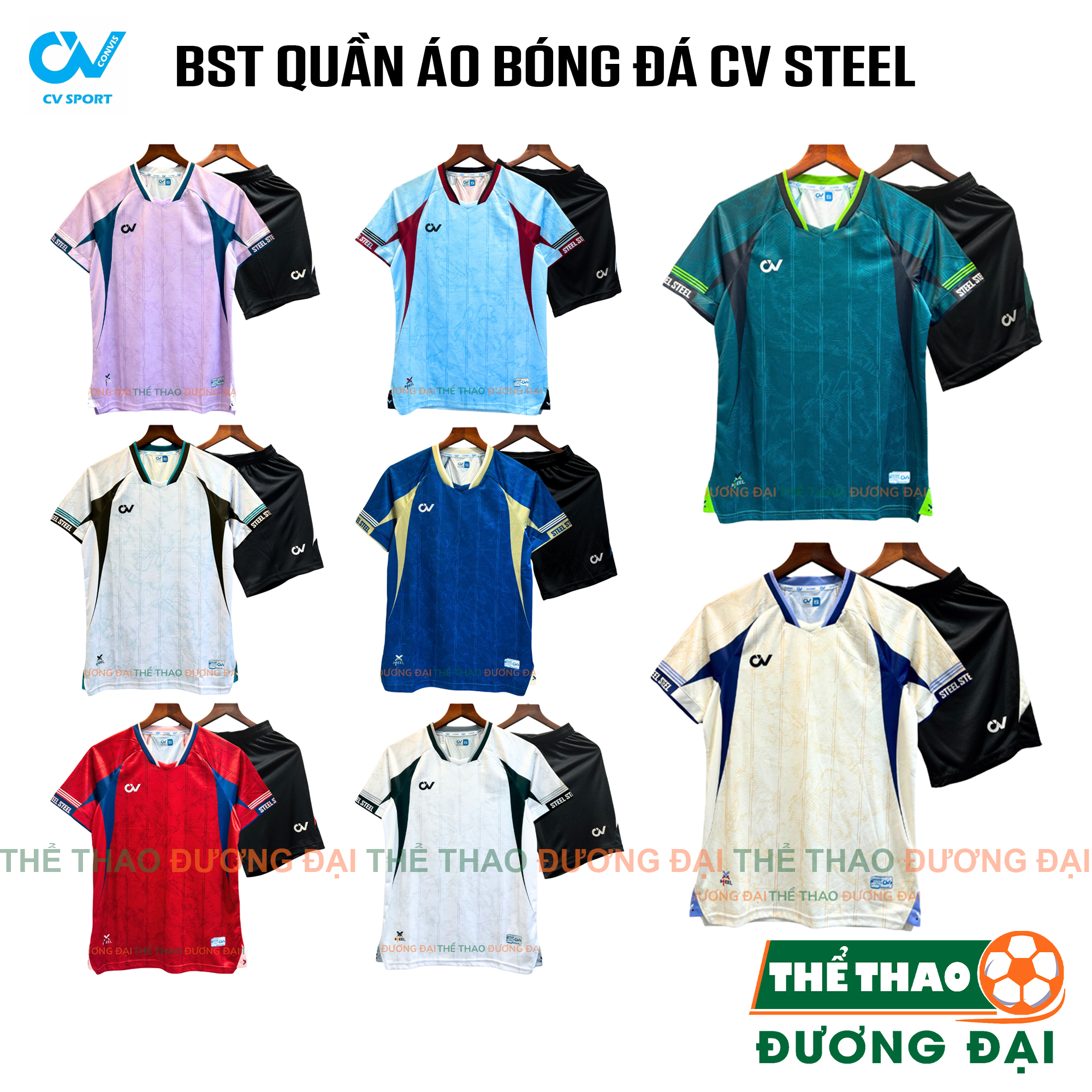 BST Quần Áo Bóng Đá Thiết Kế CV STEEL Thun Mè C-Airmax Thoáng Khí Thể Thao Đương Đại