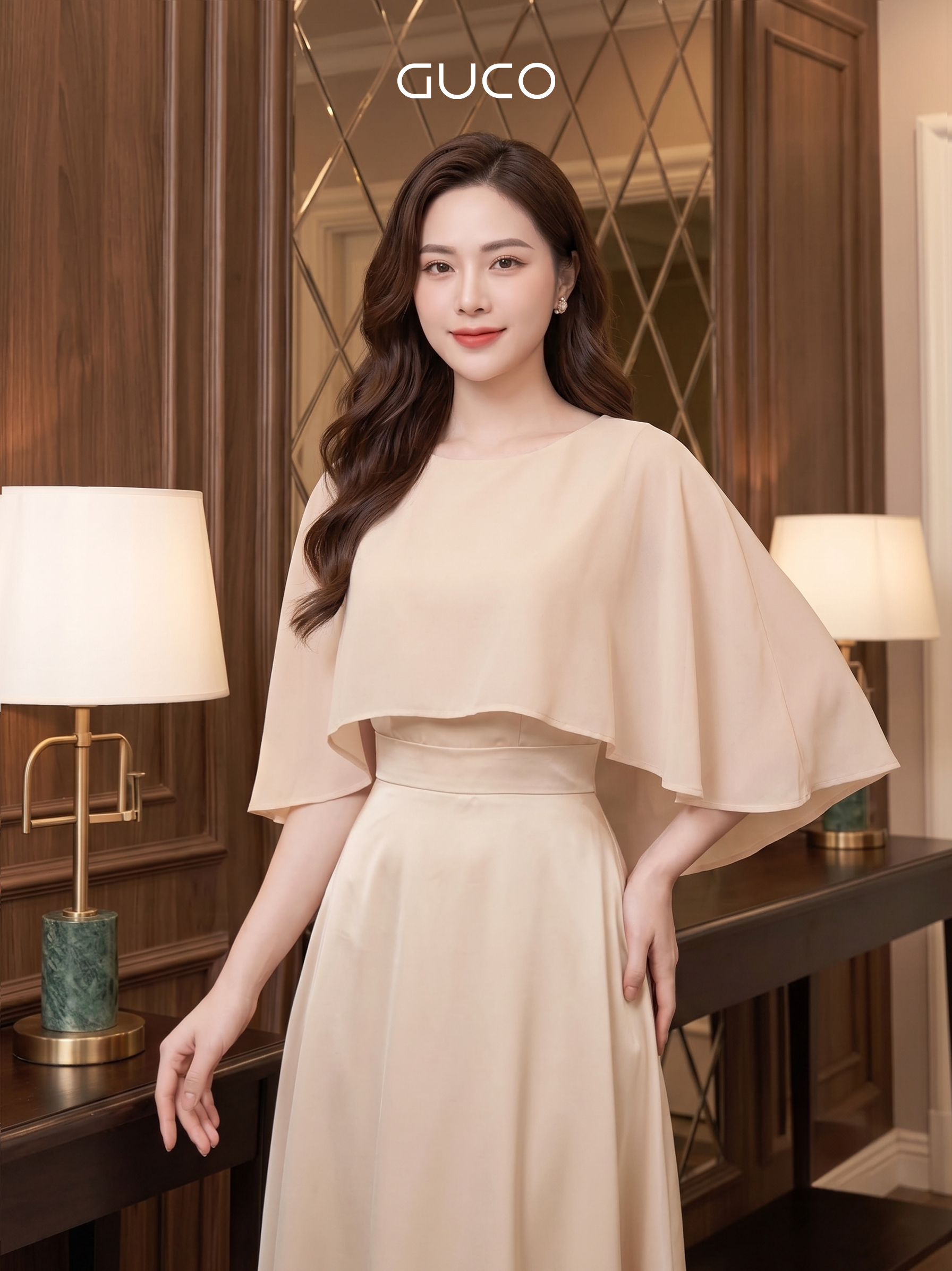 Đầm Dự Tiệc Kem Phối Áo Choàng - 5252_thumbnail_3