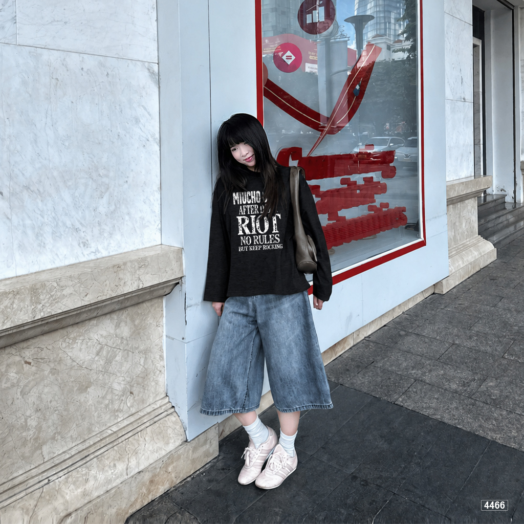 Áo thun tay dài form boxy cotton xược Hàn Quốc Miucho 4466_thumbnail_2